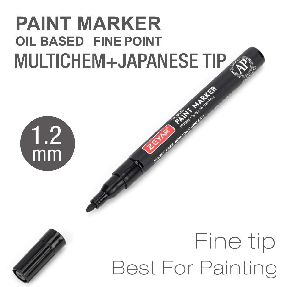 ZEYAR Permanent Oil-Based Paint Markers, Expert of Rock Painting, Fine Point, 8 Black Color. Permanent Ink & Waterproof, Works on Rock, Wood, Glass, Metal, Ceramic and more (8 Black)