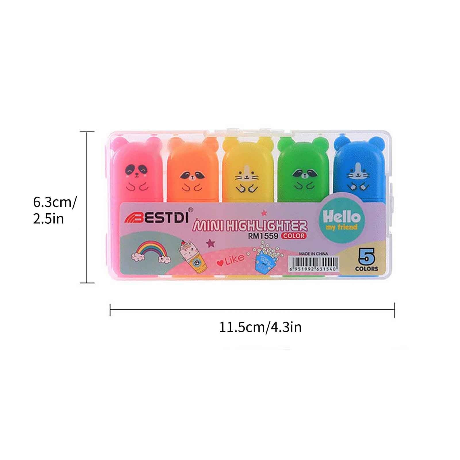 Yoloke Set of 5 Vivid Multi-Colored Highlighters - Includes 10ML Marker Pens in a Variety of Shades