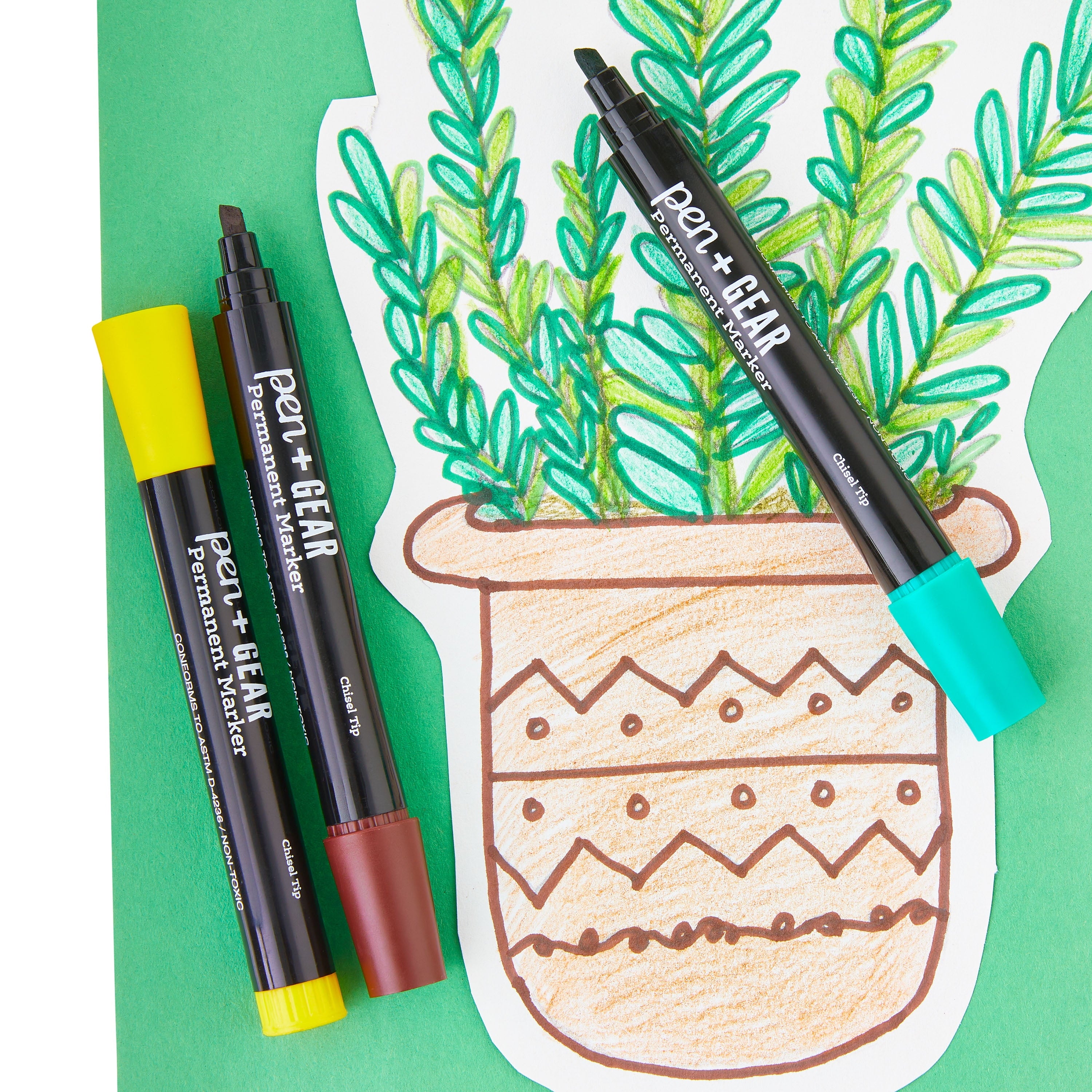 Pen+Gear Permanent Markers, Chisel Tip, Assorted Colors, 8 Count