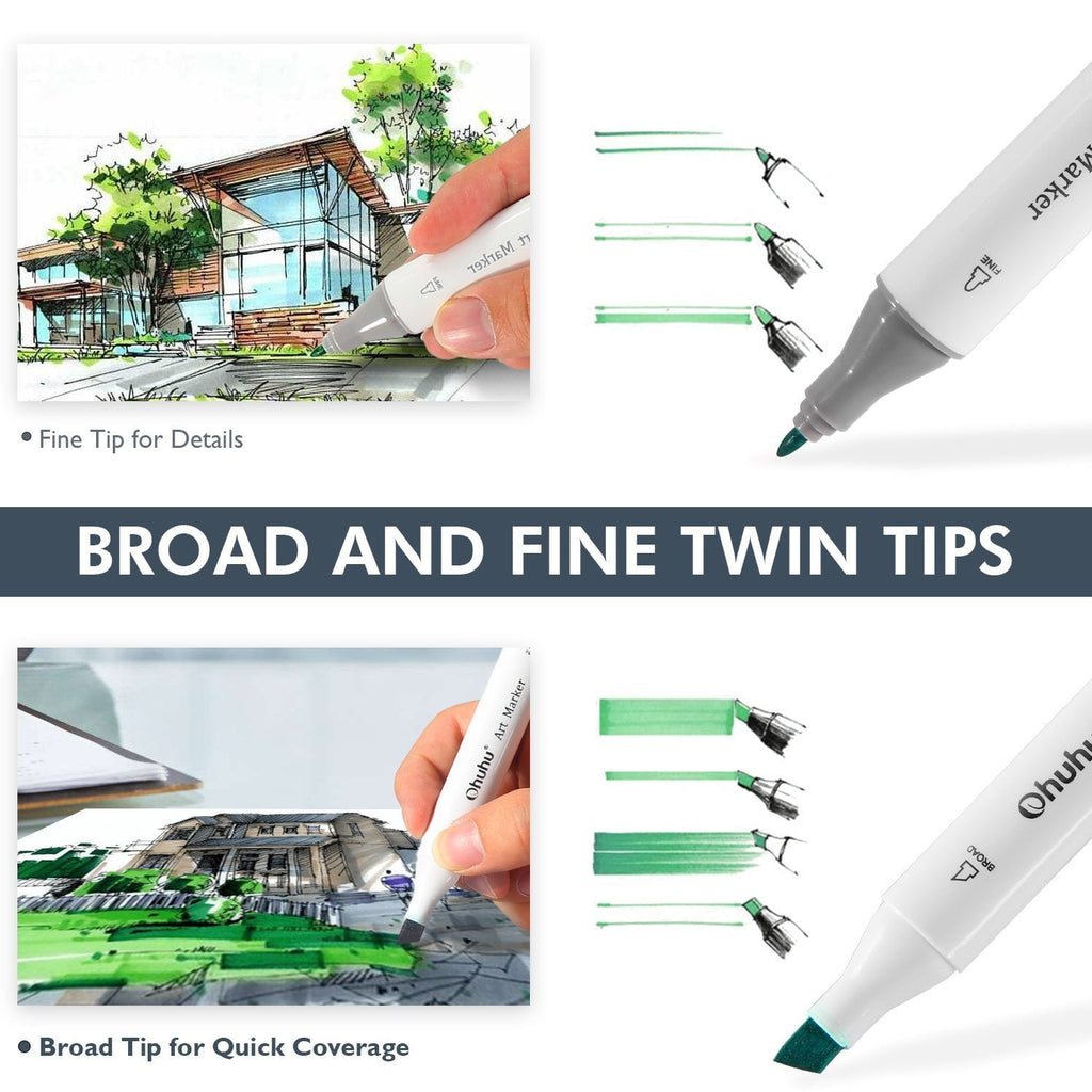 Ohuhu Highlighter with a Bag, Fine, Broad, Twin Tip Point, Assorted, 30 Count