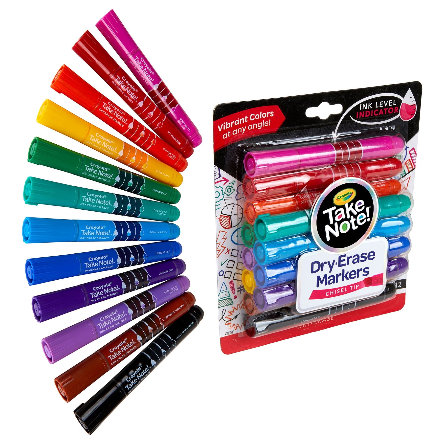 Crayola Take Note! Dry Erase Markers, Chisel Tip, 12 Count