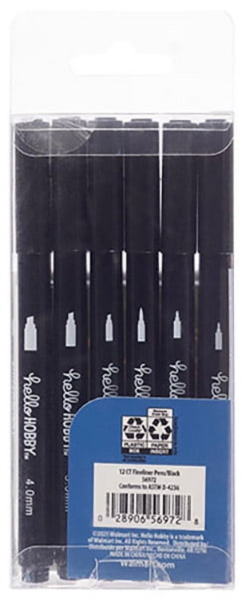Hello Hobby Black Fine Line Marker Set, 12 Count Art Pens
