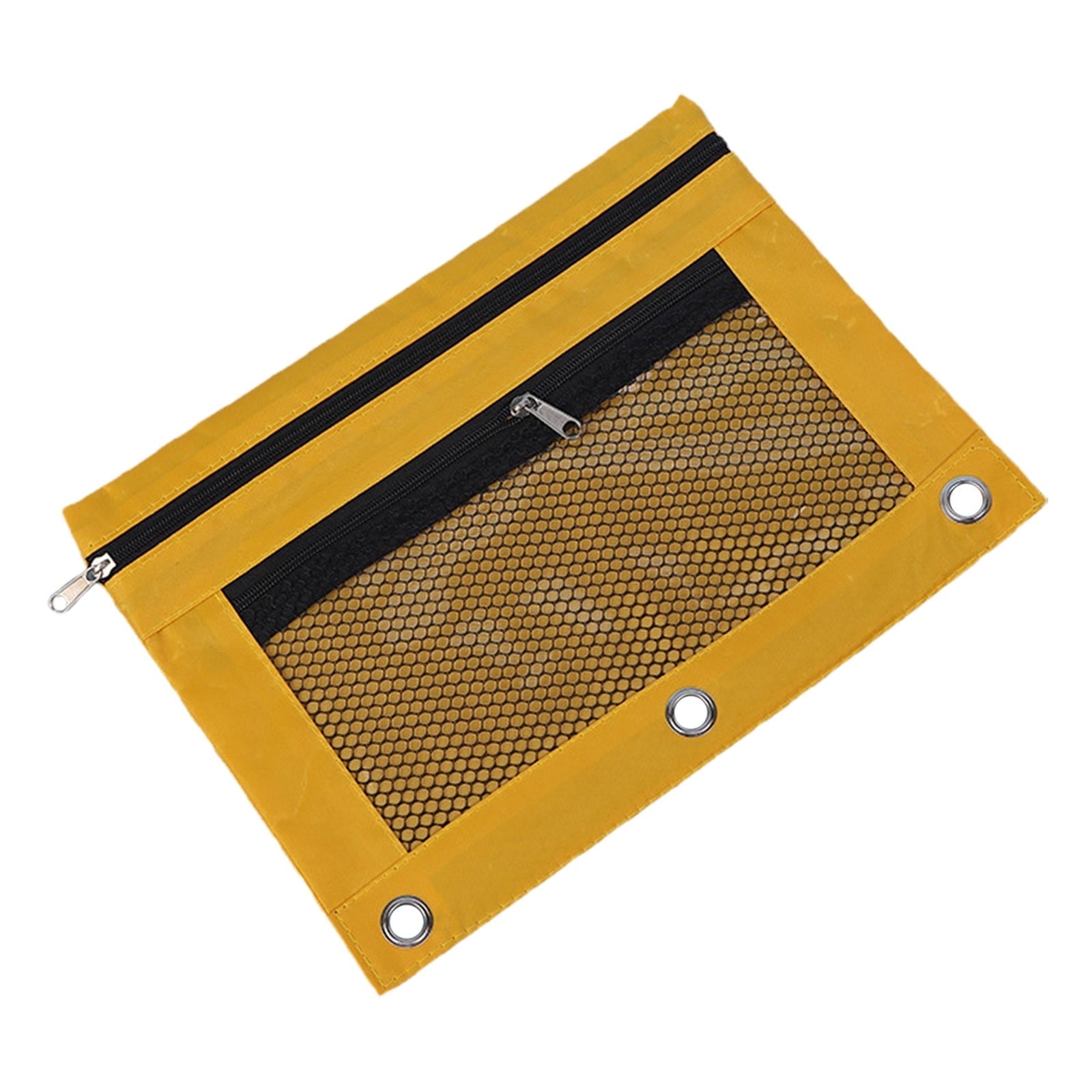 3-Ring Binder Zipper Pouch: Dual-Compartment Clear Window Pencil Case for Pens Cosmetics - 10" x 7.5" Office Travel Organizer(Blue)