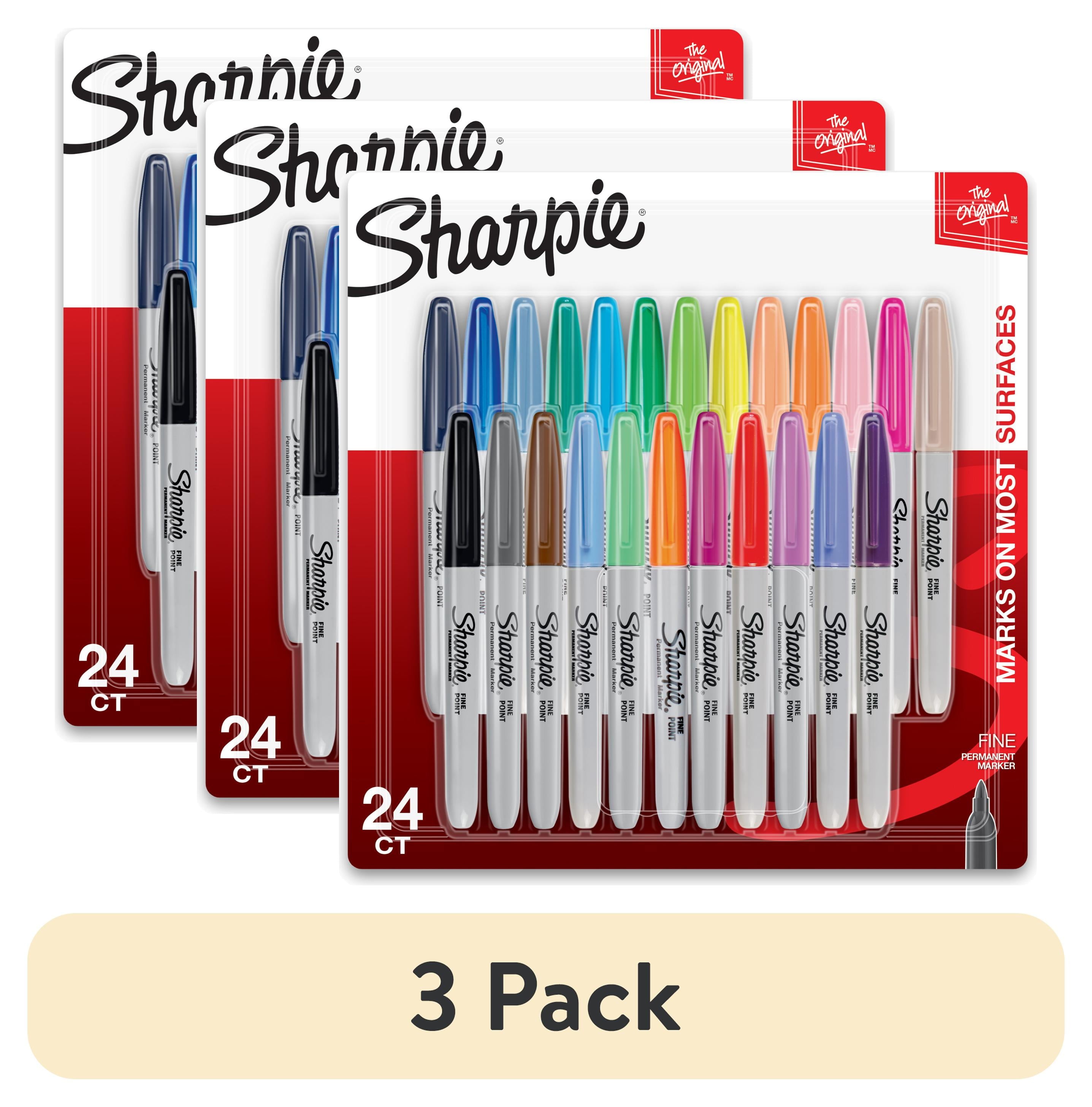 (3 pack) Sharpie Electro Pop Permanent Markers, Fine Point, Assorted Colors, 24 Count
