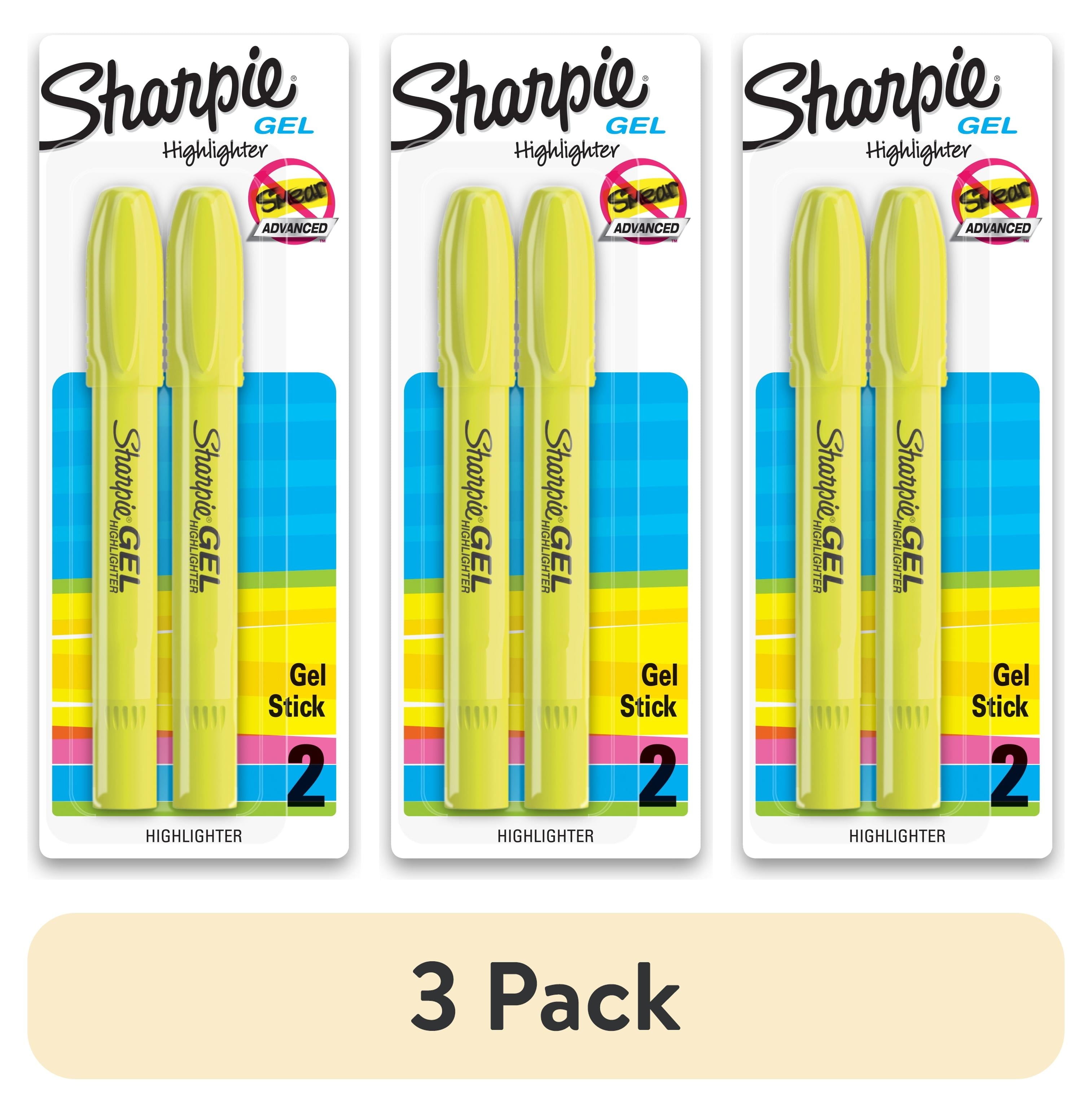 (3 pack) Sharpie Gel Highlighters, Bullet Tip, Fluorescent Yellow, 2 Count