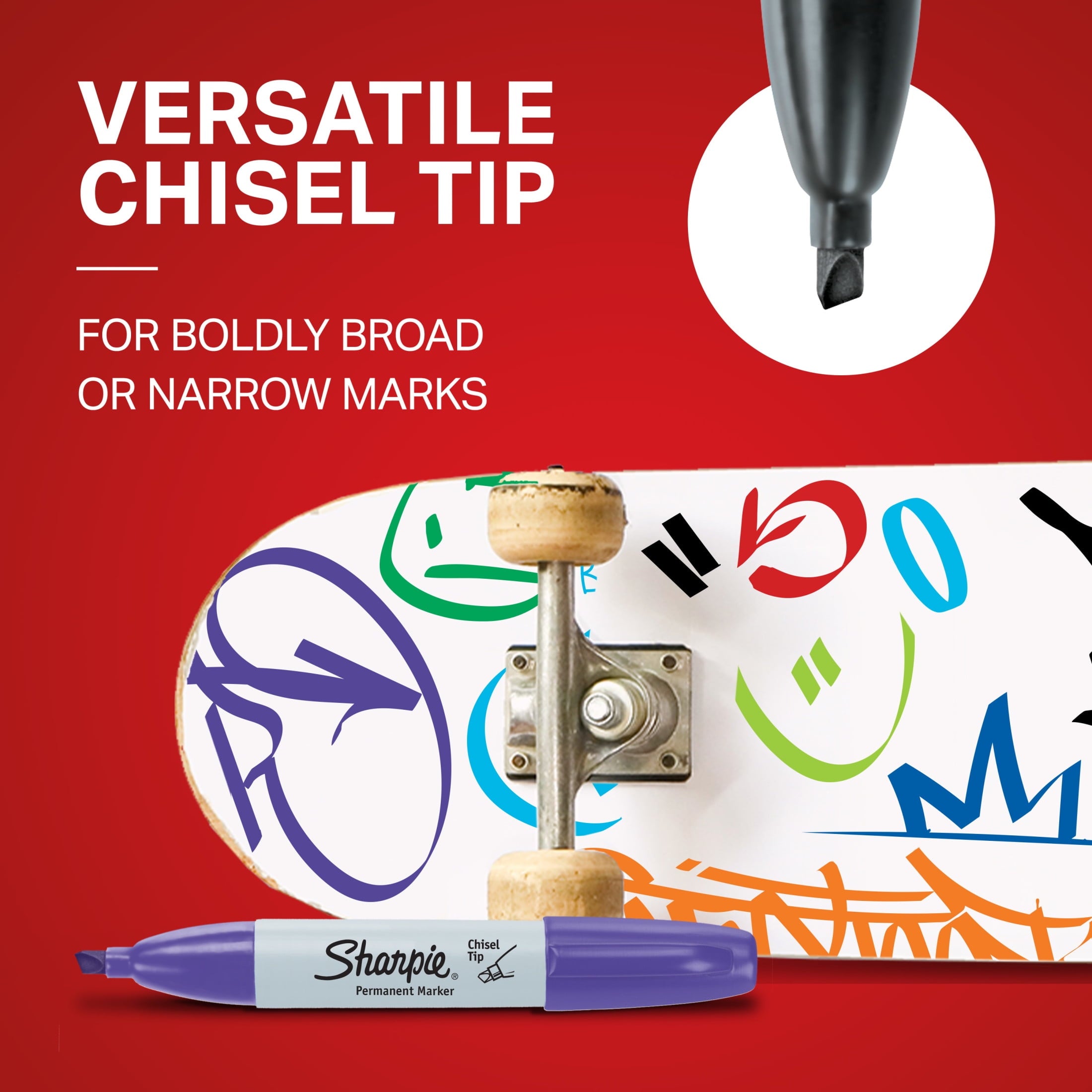 Sharpie Permanent Markers, Chisel Tip, Classic Colors, 8 Count