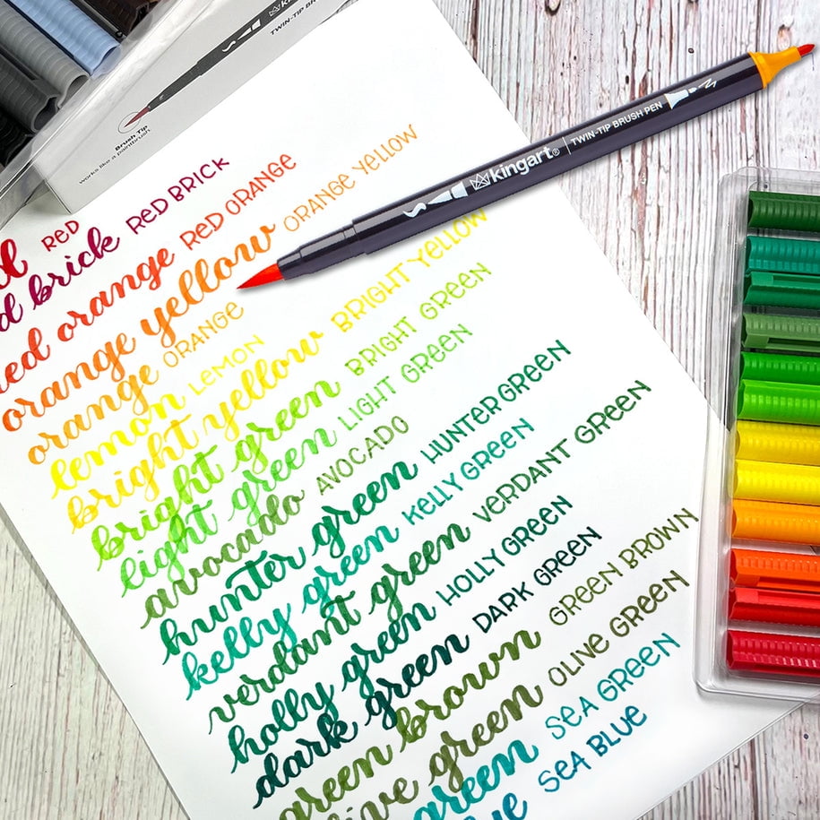 Kingart Pro Twin Tip Brush Pens, 24 Colors