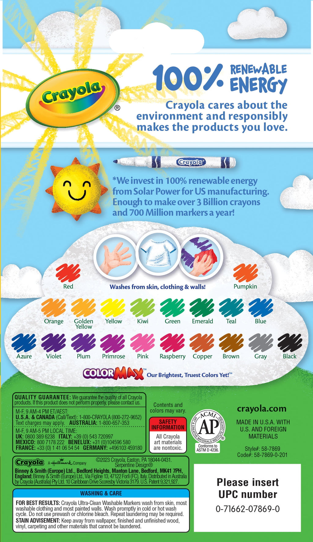 Crayola Ultra-Clean Washable Fine Line Markers, 20 Ct, School Supplies, Classroom Supplies for Teachers