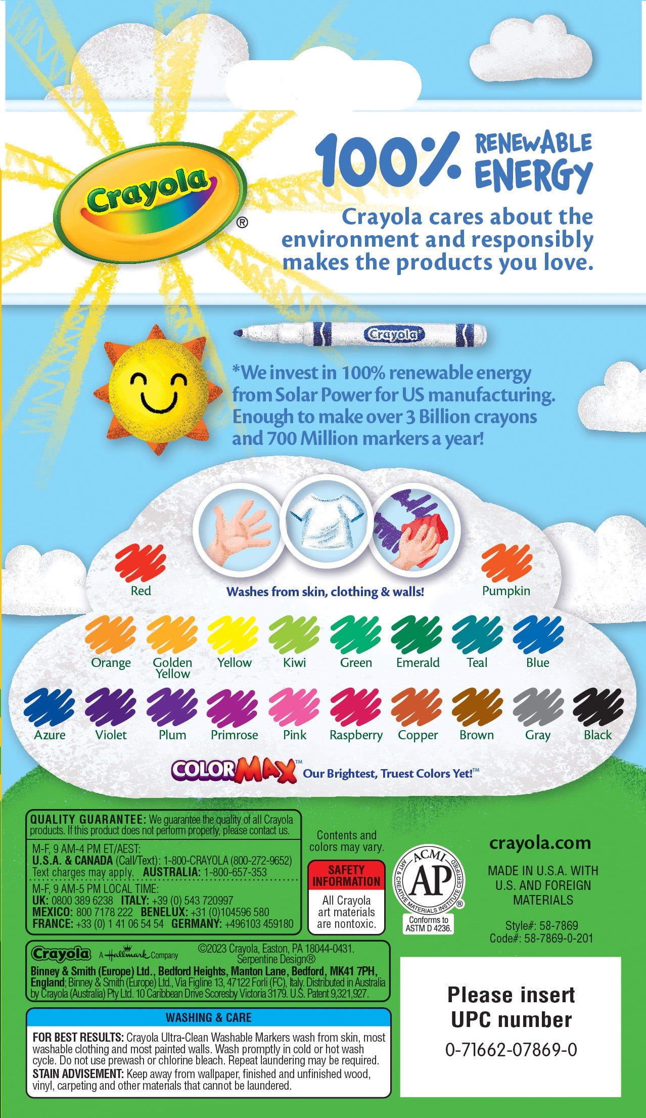 Crayola Ultra-Clean Washable Fine Line Markers, 20 Ct, School Supplies, Classroom Supplies for Teachers