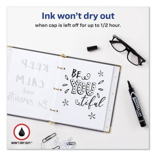 Avery MARKS A LOT Large Desk-Style Permanent Marker, Broad Chisel Tip, Black, Dozen , Each