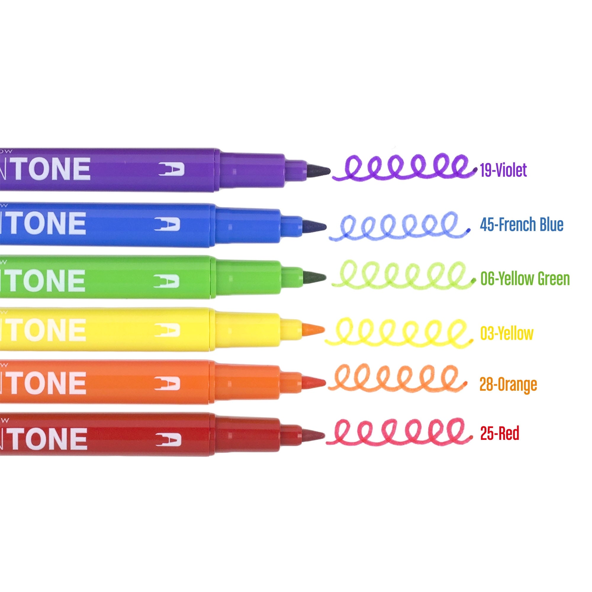 Tombow TwinTone Dual-Tip Marker Pen Set, Broad & Extra-Fine Tips, Rainbow Color Palette, 6 Count