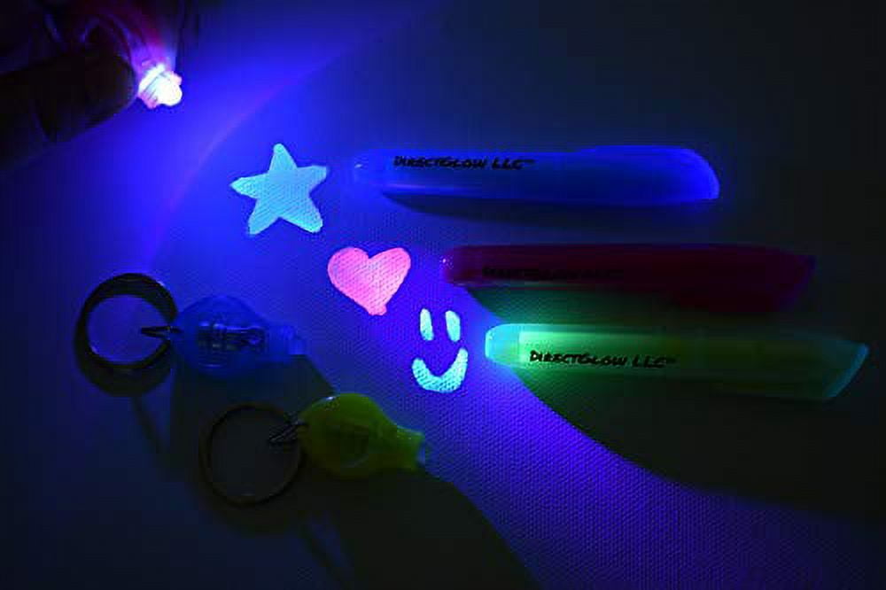 DirectGlow Set of 3 Invisible UV Blacklight Ink Marker Blue Red Yellow with UV Lights