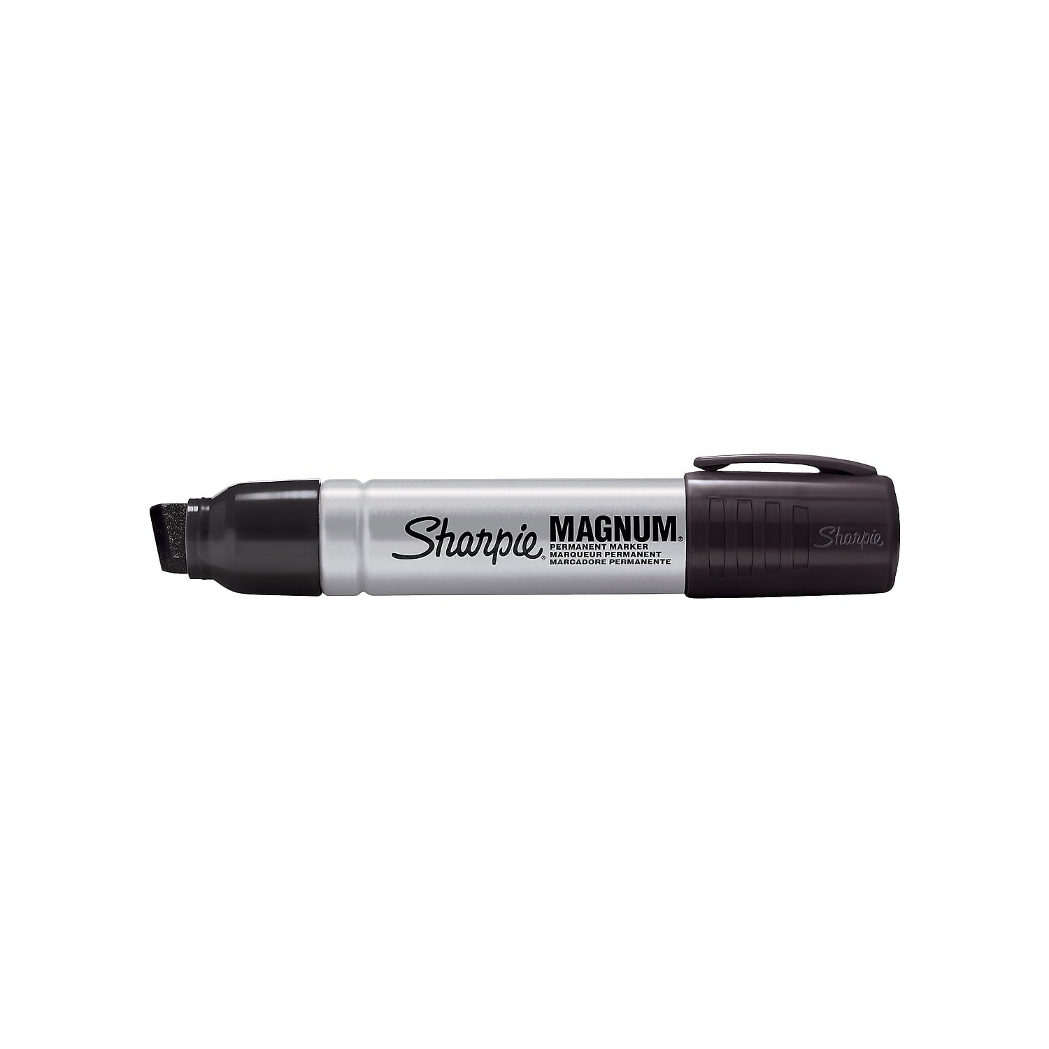 Sharpie® Magnum Permanent Markers, Chisel Tip, Silver Barrel, Black Ink, Set Of 6 Markers
