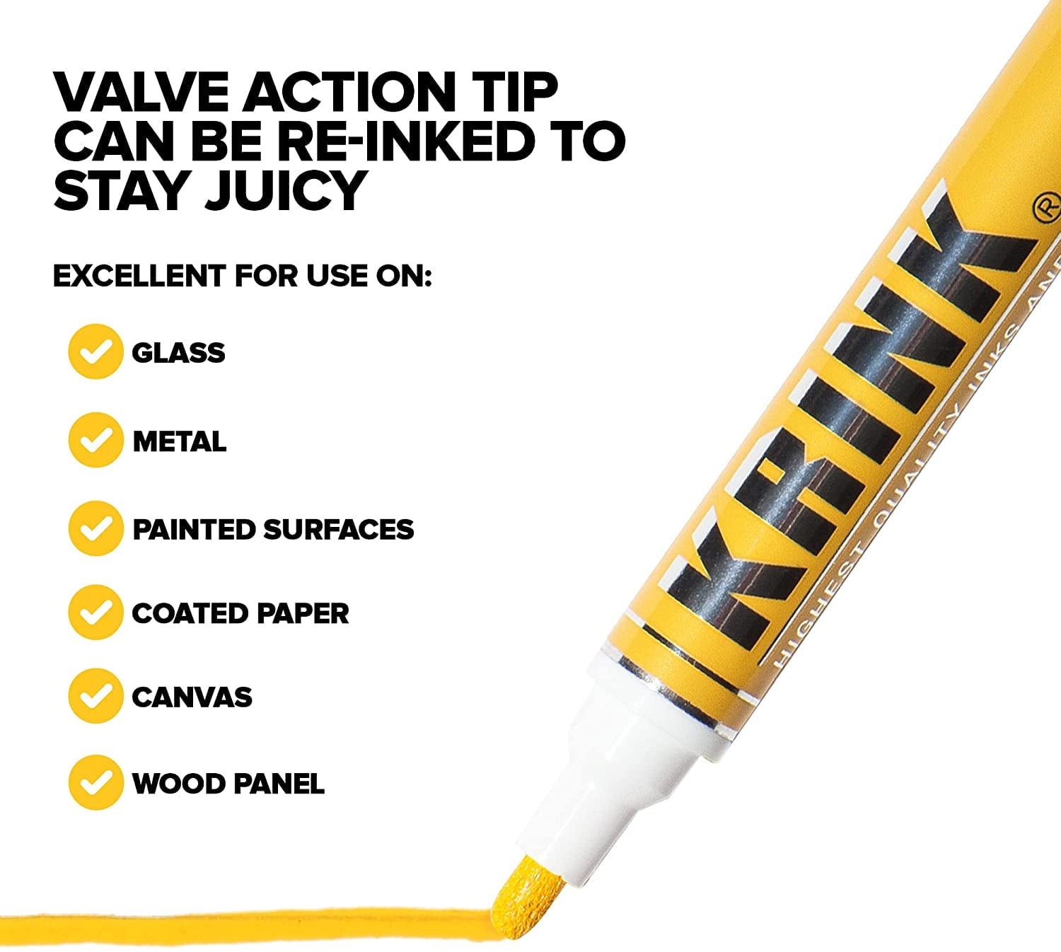 Krink K42 Opaque Permanent Paint Marker, Yellow