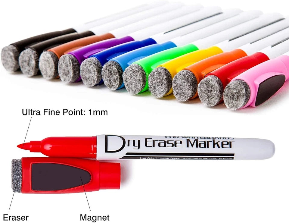 Volcanics Magnetic Dry Wipe Pens Dry Erase Markers 12,10 Colors