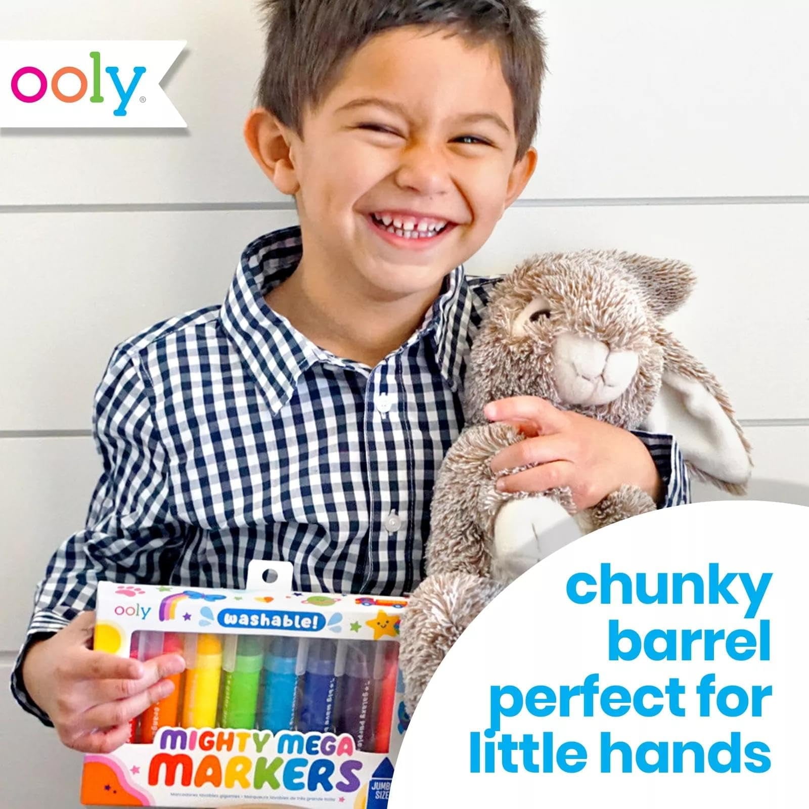 OOLY Mighty Mega Washable Markers with Jumbo Grip for Small Hands, 8 count