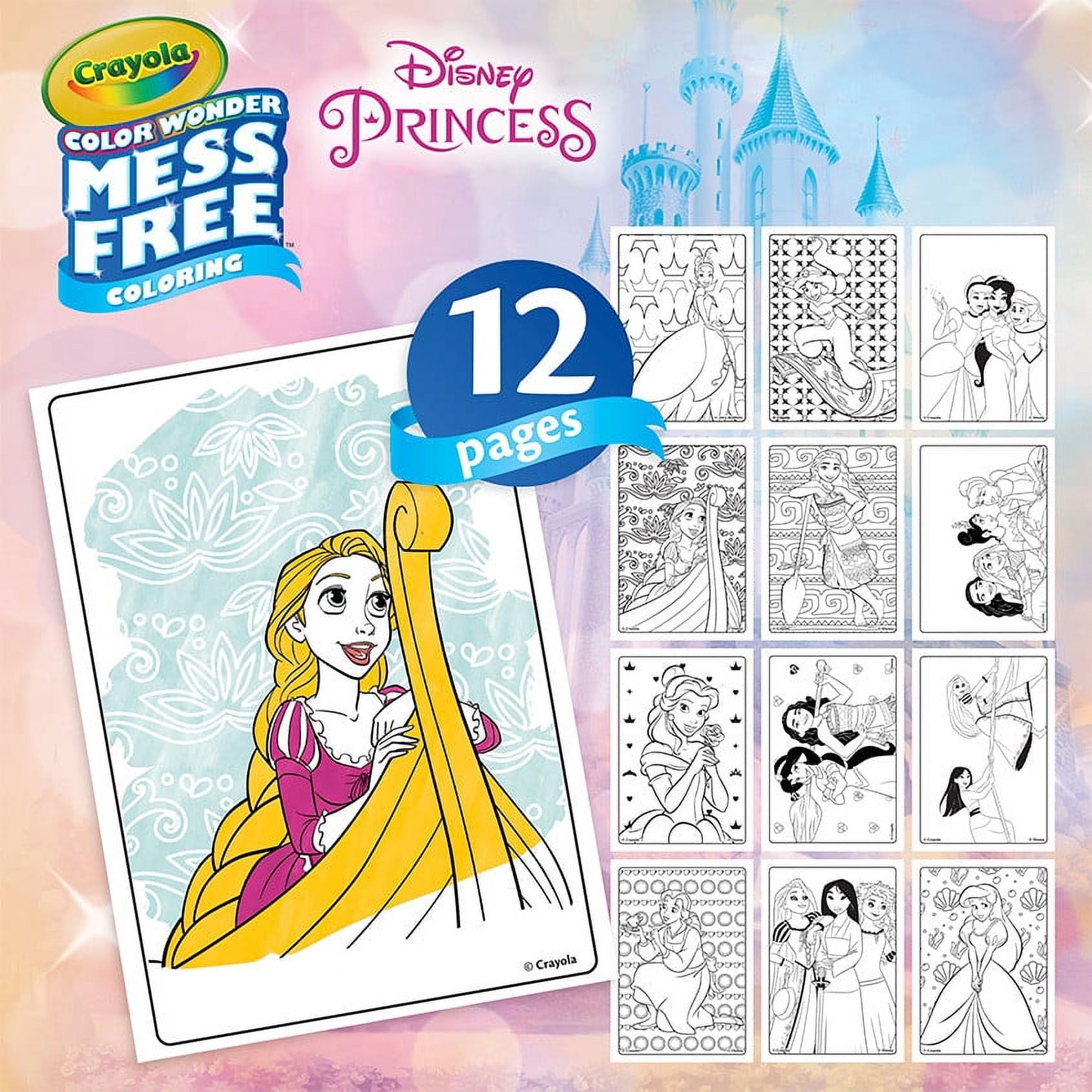 Crayola Color Wonder Disney Princess Mini Box Set, 12 Pgs & 4 Markers, Coloring Set for Toddlers, Arts and Crafts, Creative Gift for Kids, Ages 3, 4, 5, 6