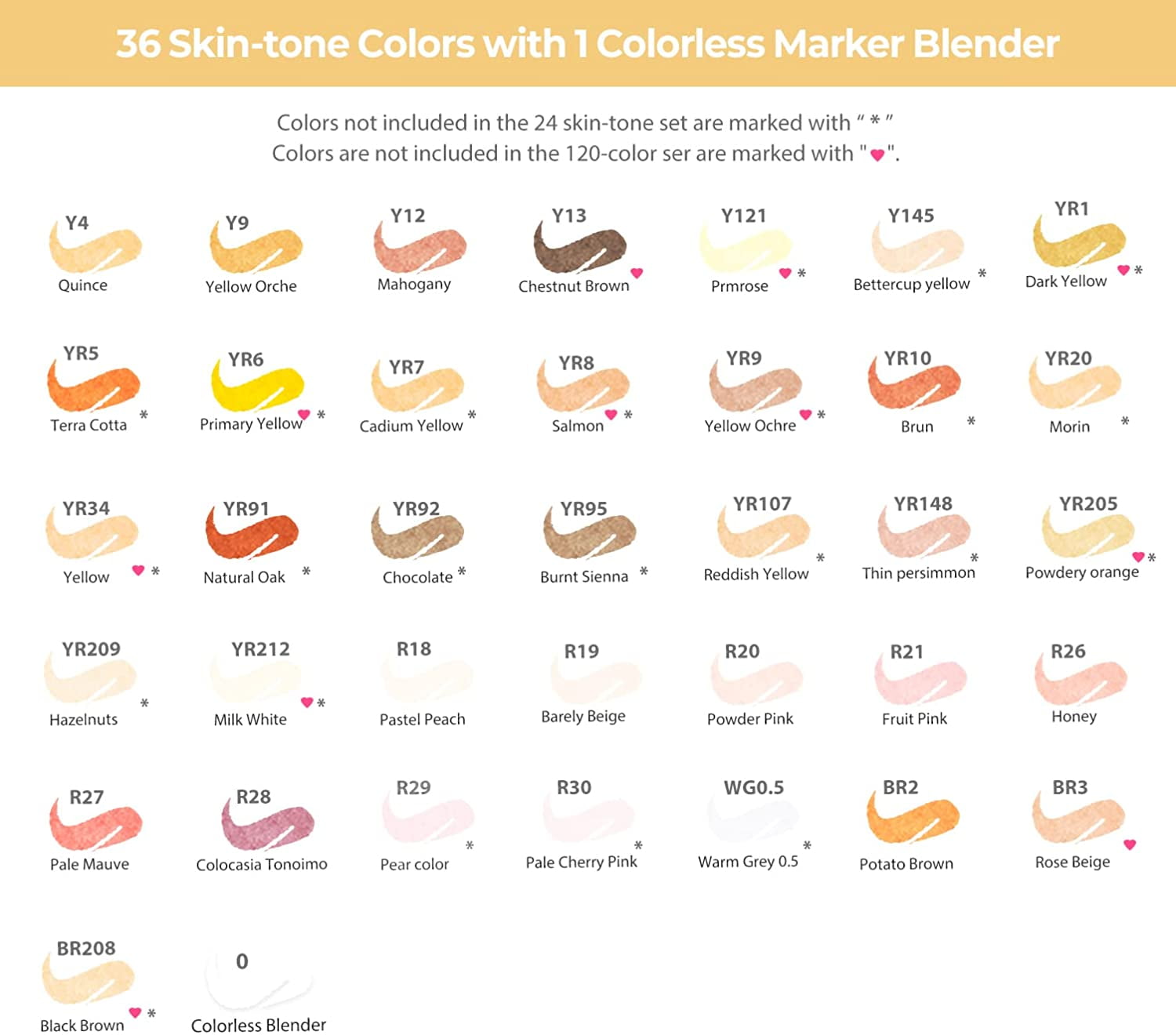 Ohuhu 36 Skin Tone Alcohol Markers, Dual Tip Brush & Fine, Refillable, for Artists & Coloring, Honolulu B