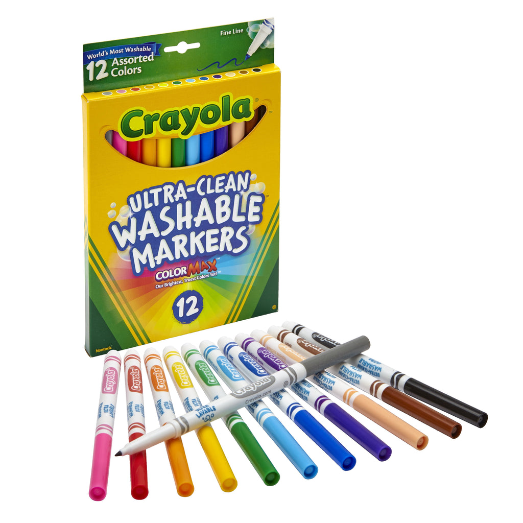 Crayola 12ct Fineline Washable Marker Set, School Supplies, Beginner Child