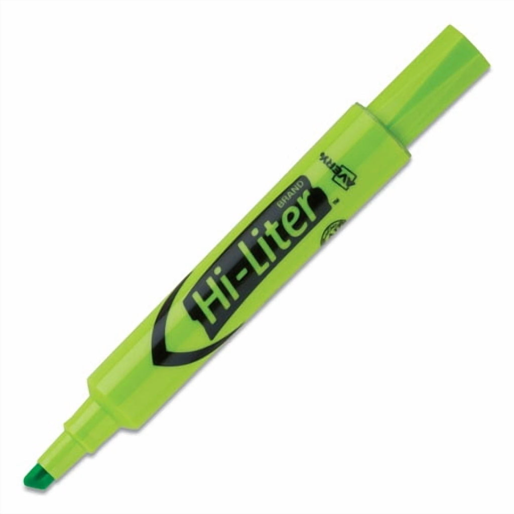 2Pc Avery HI-LITER Desk-Style Highlighters, Fluorescent Green Ink, Chisel Tip, Green/Black Barrel, Dozen (24020)