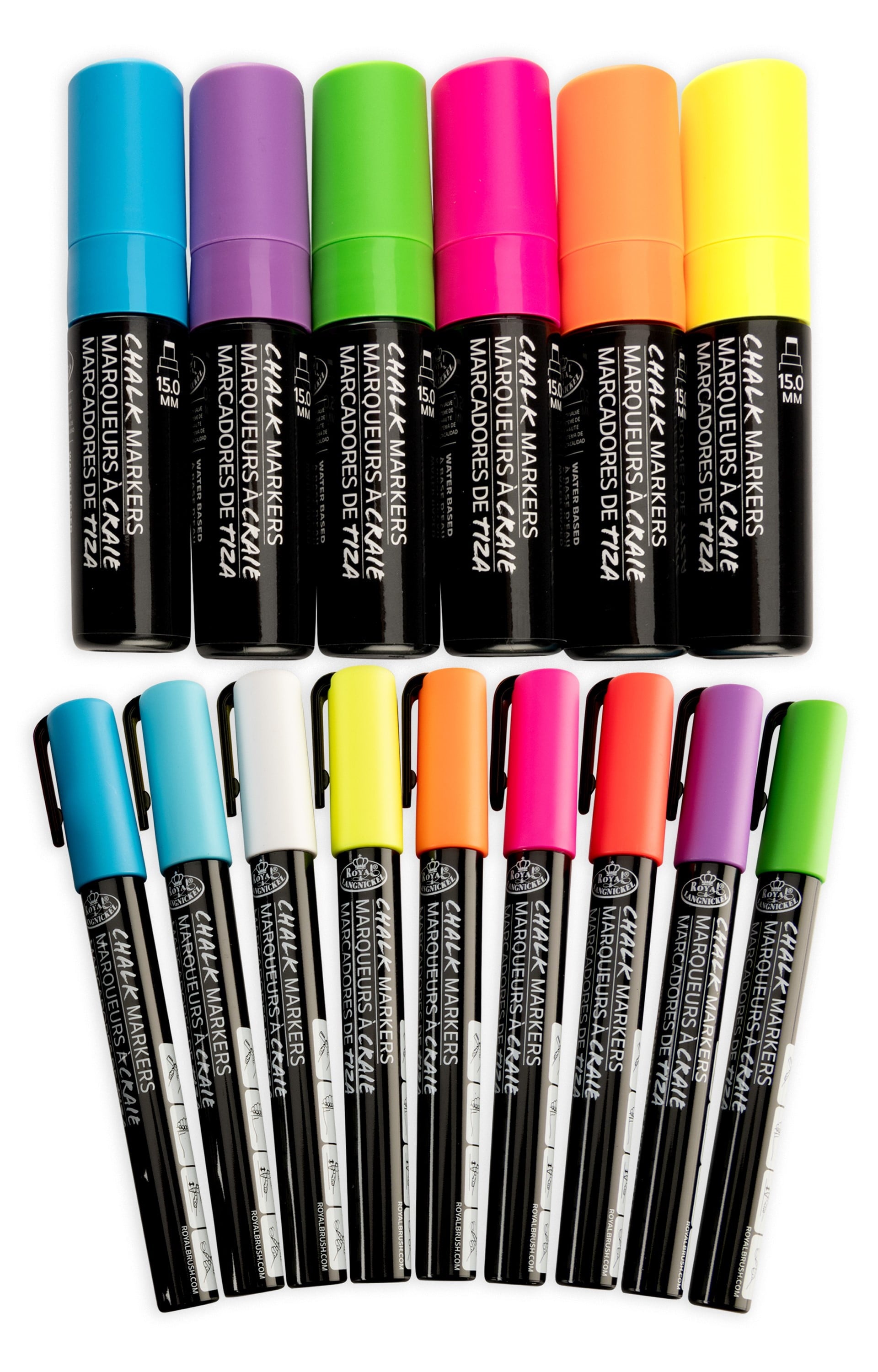 Royal & Langnickel - 15pc Neon Chalk Marker Variety Set, 2MM and 15MM