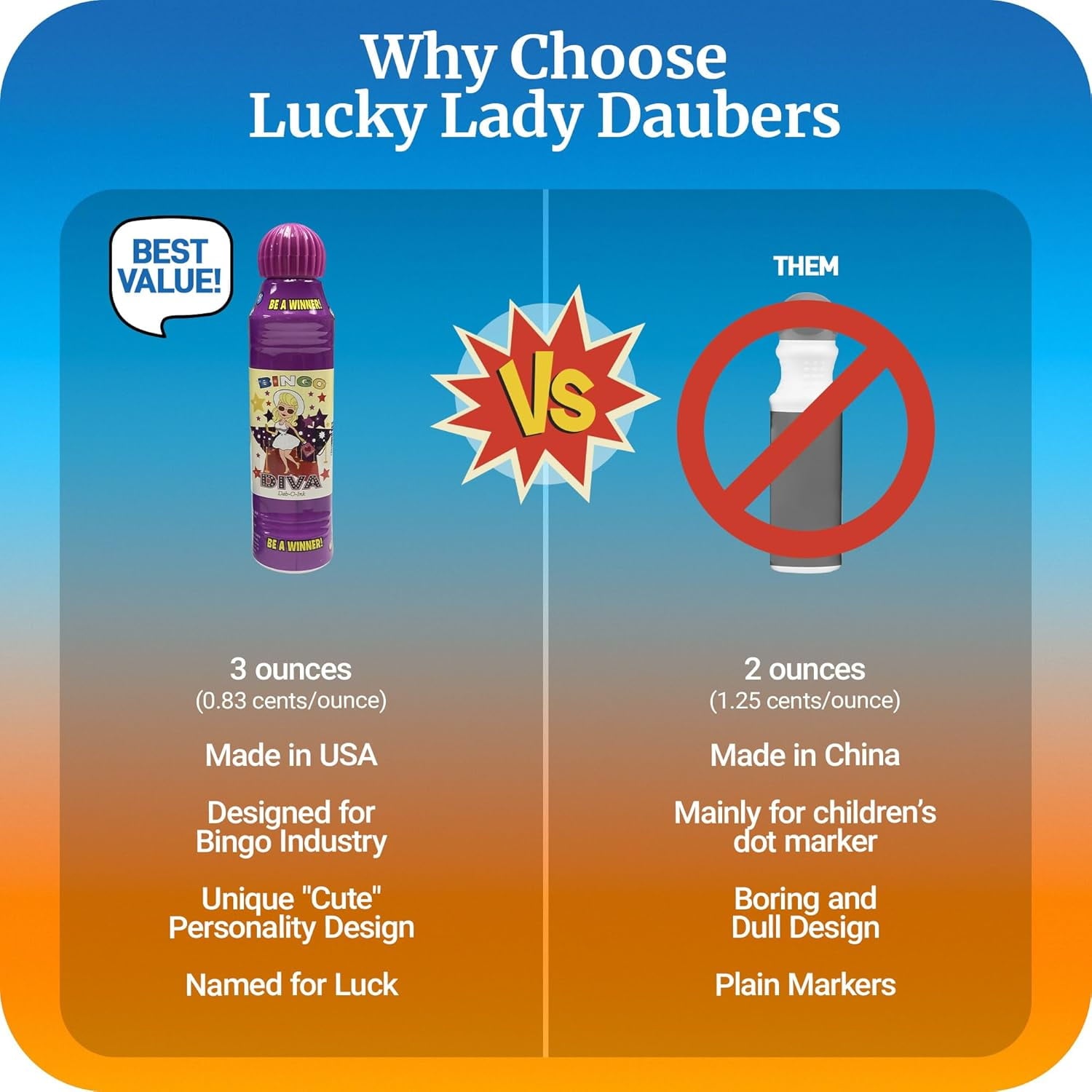 Lucky Lady Dauber Co. Bingo Daubers Value Pack with Bingo Markers, Bingo Dotters, Assorted Colors, 4 Count