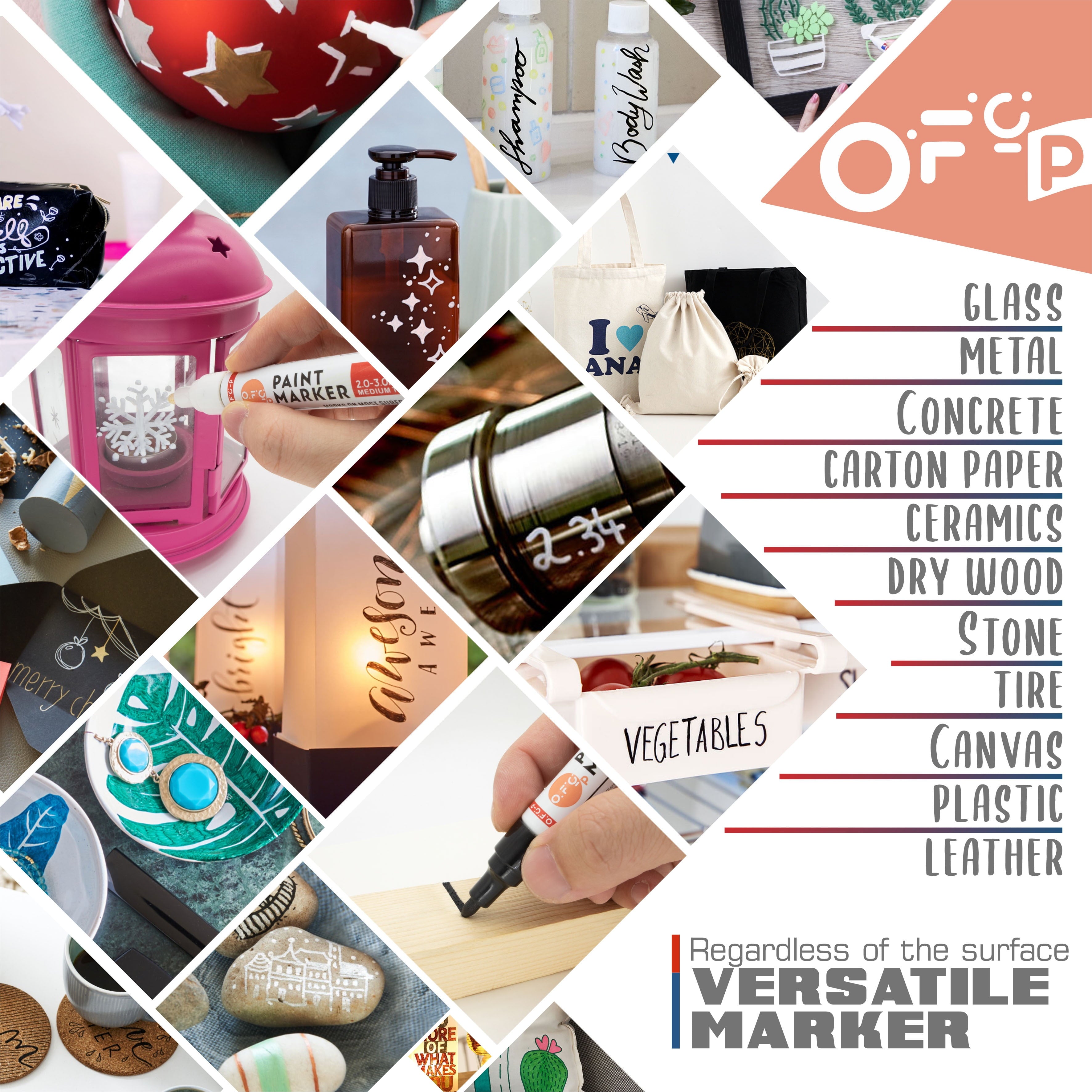 OFC-P Oil-Based Permanent Paint Marker Pen,Medium Tip,Yellow,Pack of 2