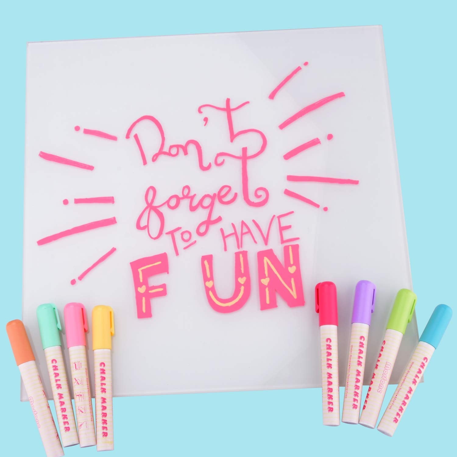 REJODA Liquid Chalk Markers for Blackboard, 10 Vintage Neon Colors Chalkboard Markers with Reversible Bullet and Chisel Tip. Chalk Pens for Glass with Bonus 32 Labels, Cleaning Cloth and Tweezers