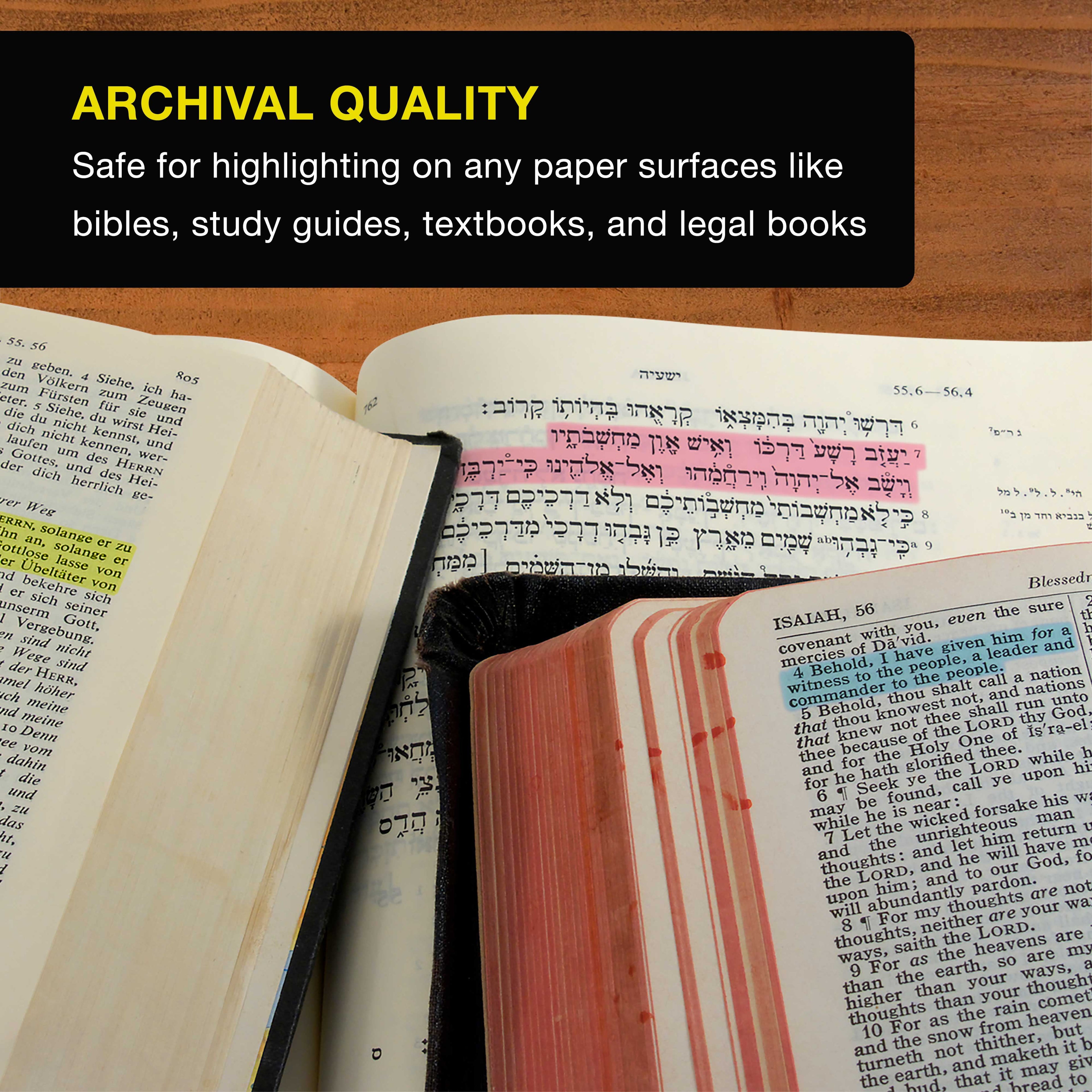 U.S. Office Supply Bible Safe Gel Highlighters, 6 Count Bright Neon Fluorescent Highlight Colors