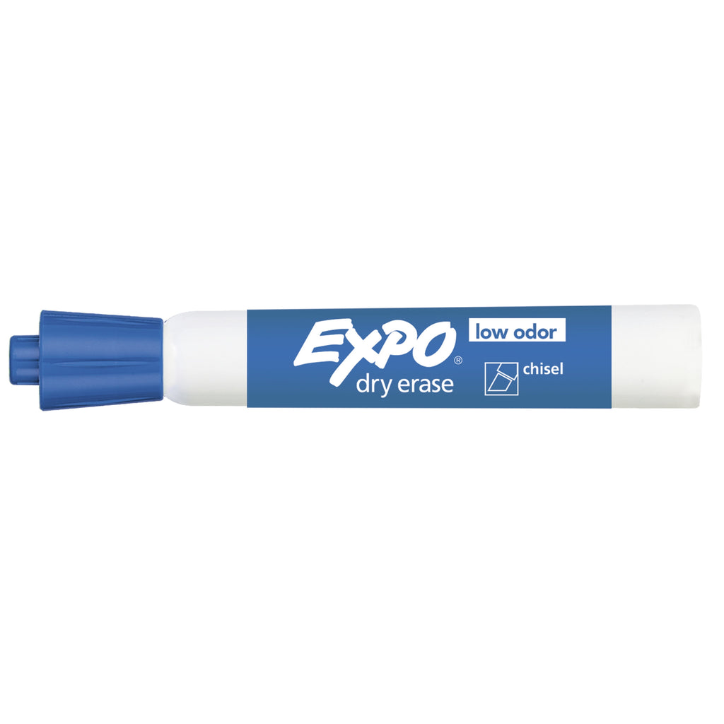 Expo® Low Odor Dry Erase Markers, Chisel Tip, Blue, 12 Count