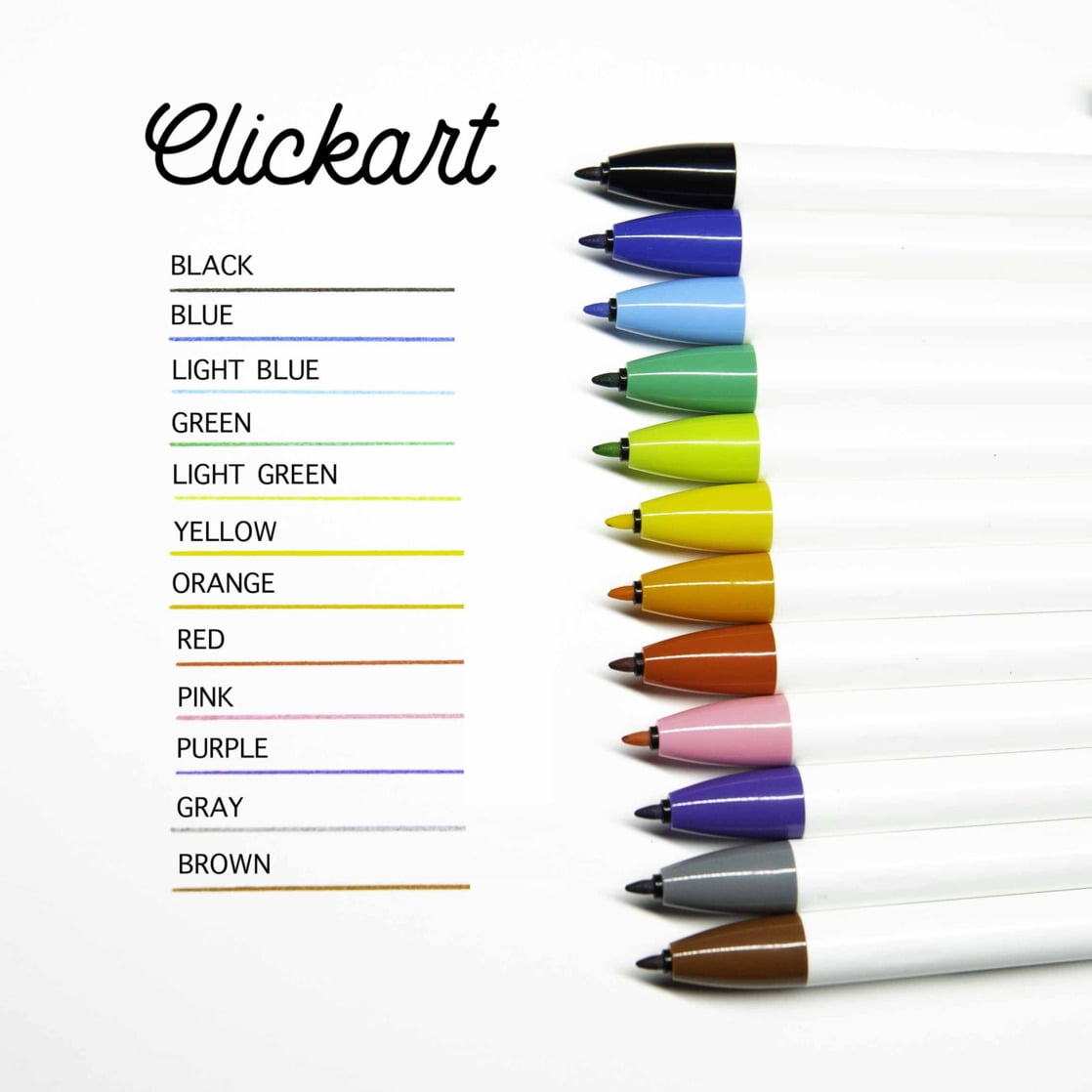 CLiCKART Retractable Marker Pen, 0.6 mm, Assorted Colors, 6pk