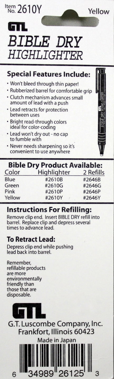Bible Dry Highlighter - Yellow Carded (Other)