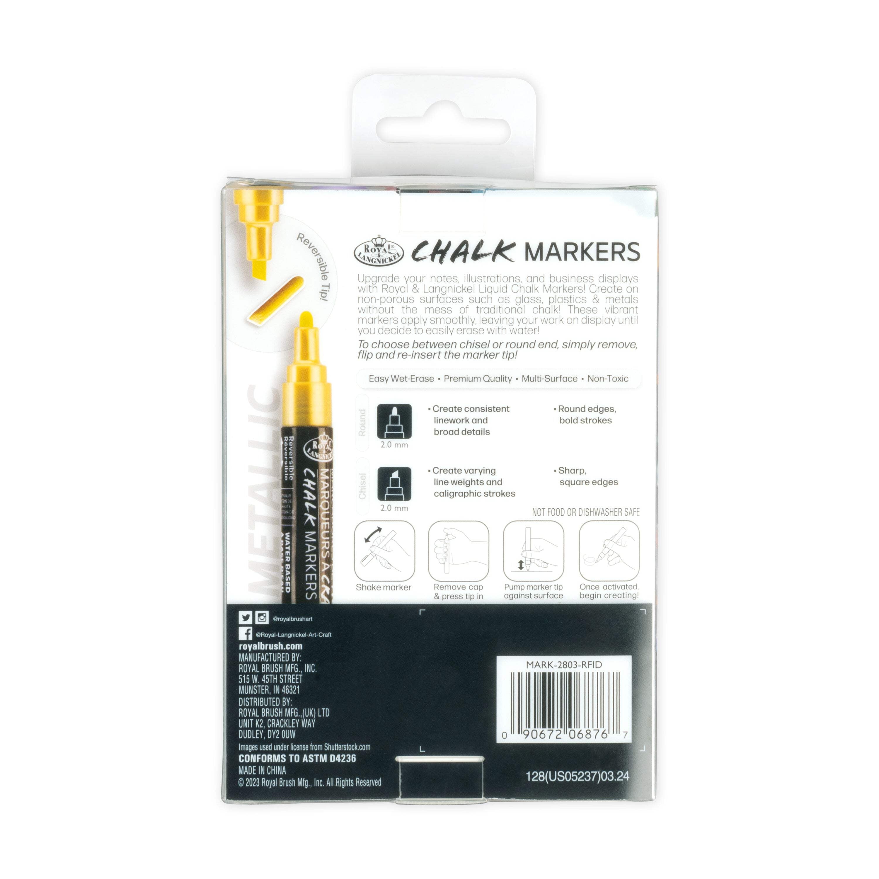 Royal & Langnickel 6 Piece 2.0 mm Metallic Chalk Marker Set