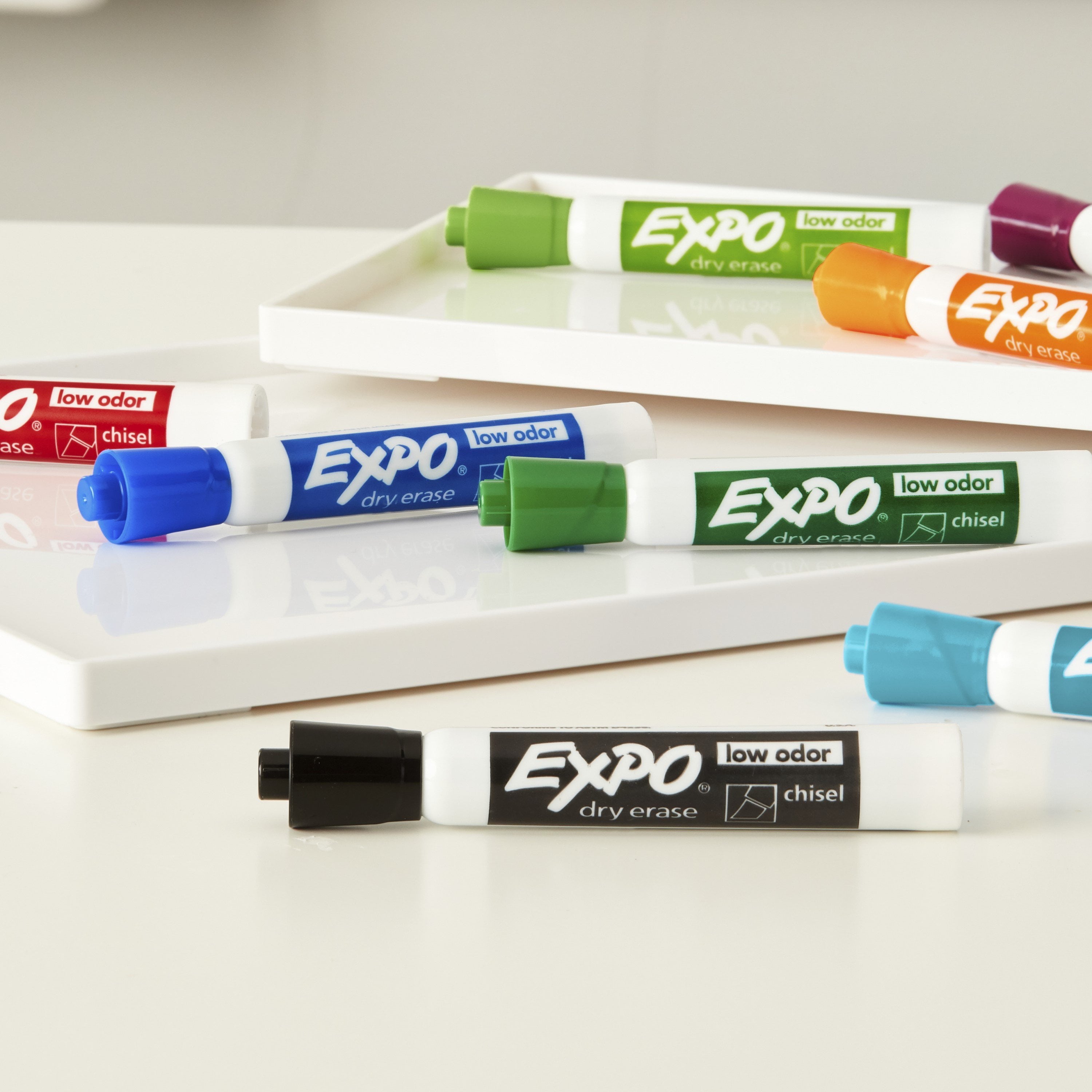 EXPO Low Odor Dry Erase Marker, Chisel Tip, Black, 12 Count