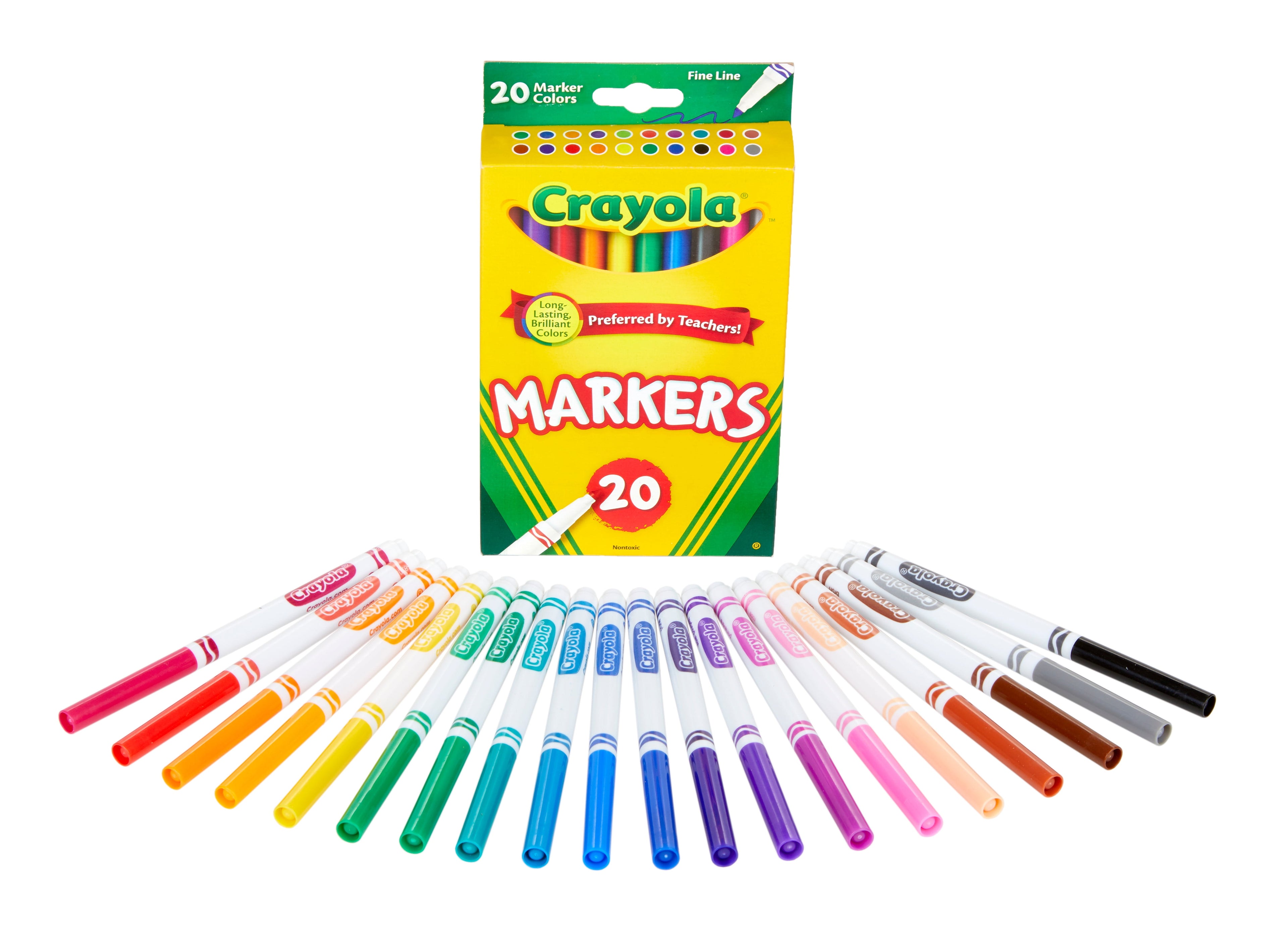Crayola 20 Ct Fine Line Classic Markers, Classroom Supplies for Teachers, Back to School Supplies for Kids