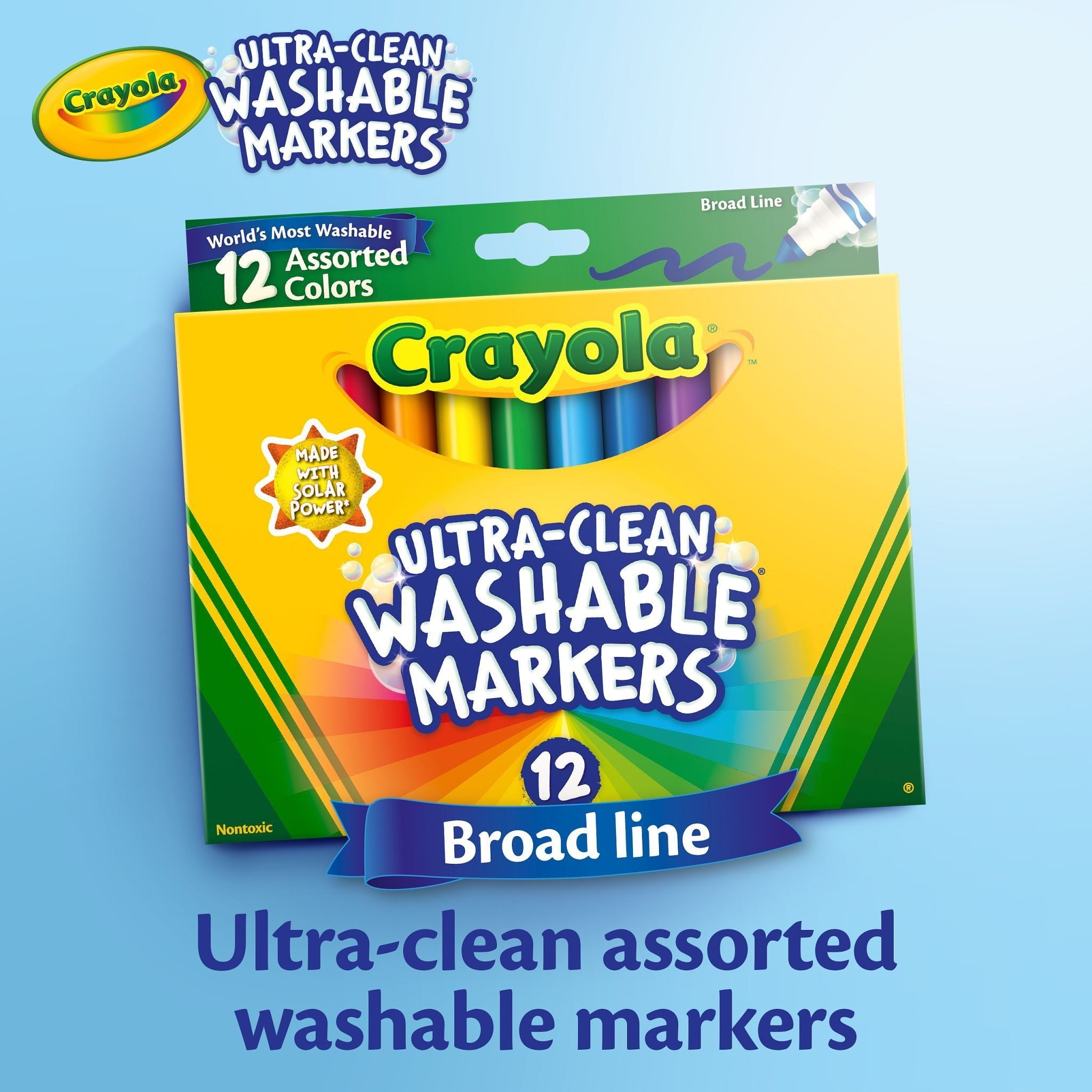 Crayola Classic Ultra-Clean Washable Markers, Fine Point, Assorted Colors, 12 Count