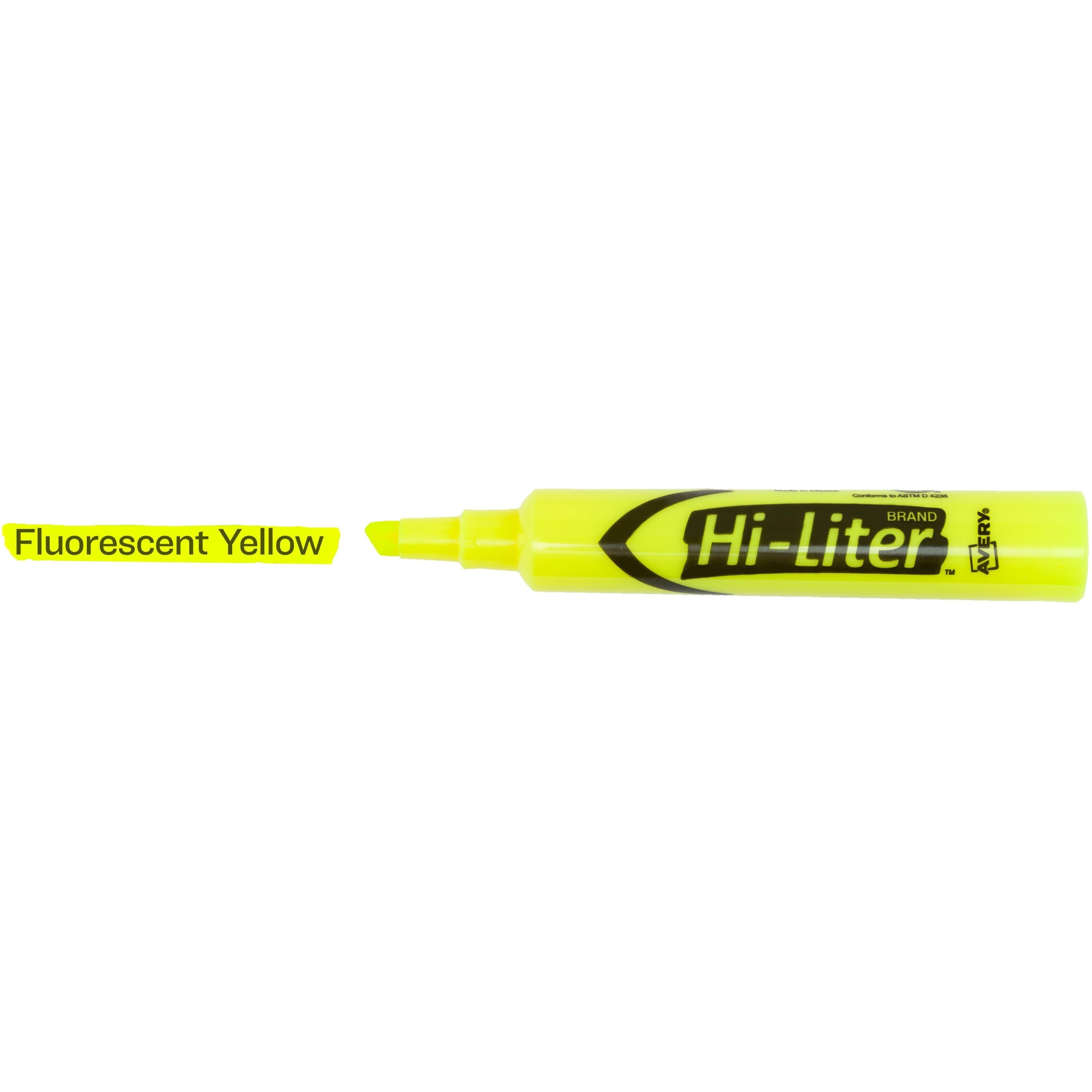 Avery Hi-Liter Desk-Style Highlighters, SmearSafe, Chisel Tip, 2 Yellow Highlighters (24081)