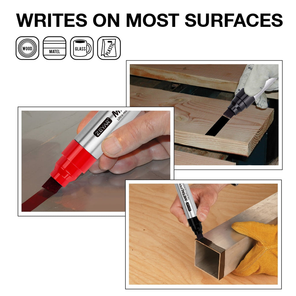 ZEYAR Permanent Markers, JUMBO Size, Set of 2, Premium Waterproof & Smear Proof Markers, Quick Drying- Great on Plastic,Wood,Stone,Metal and Glass for Doodling and Marking(Black)