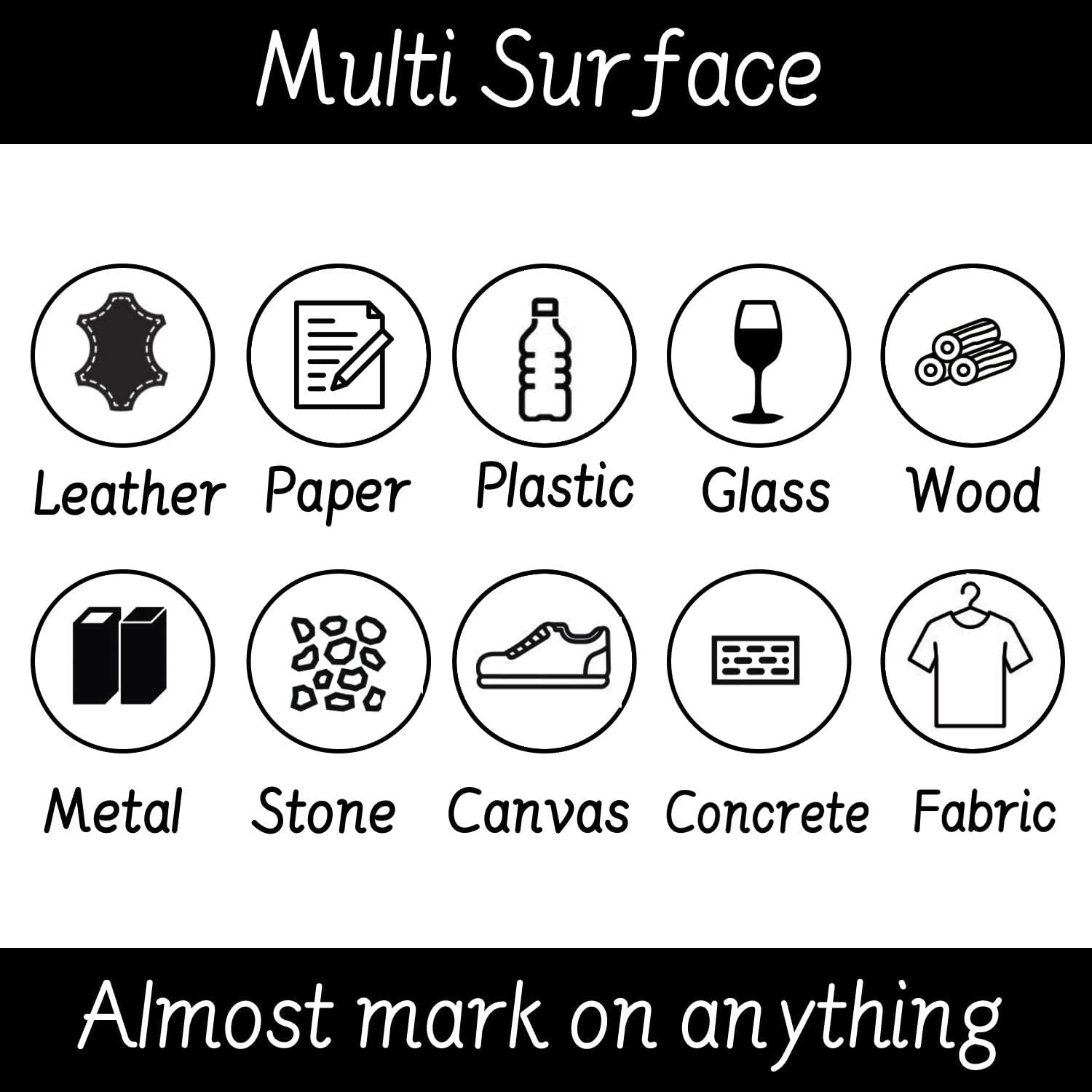 White Paint Markers Pens - Single color 6 Pack Permanent Oil Based Paint Pen, Medium Tip, Quick Dry and Waterproof Marker for Rock, Wood, Fabric, Plastic, Canvas, Glass, Mugs, Canvas, Glass