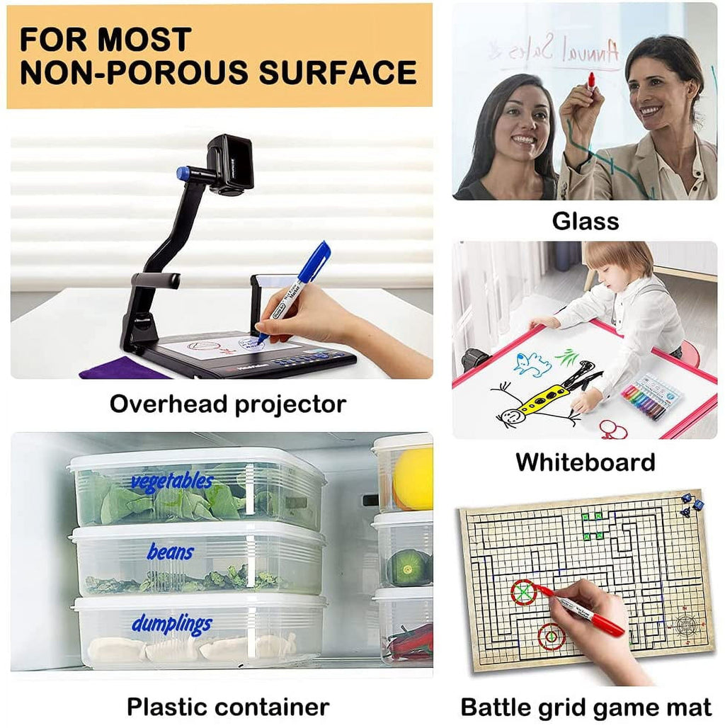 Wet Erase Markers, Shuttle Art 15 Pack Blue 1mm Fine Tip Smudge-Free Markers, Use on Laminated Calendars, Overhead Projectors, Schedules, Whiteboards, Transparencies, Glass