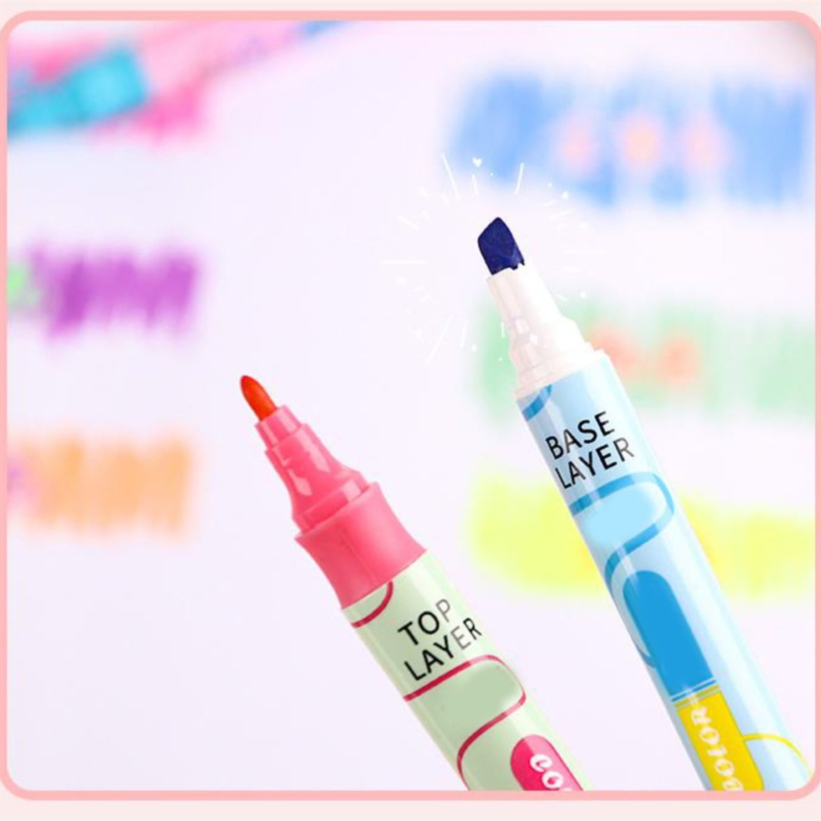 Dual Tip Highlighters (Chisel Marker Set, Color Changing Pens), 6 Color-Changing Highlighters Reduce Supply Count, Highlighters Assorted Colors, By Meiiso