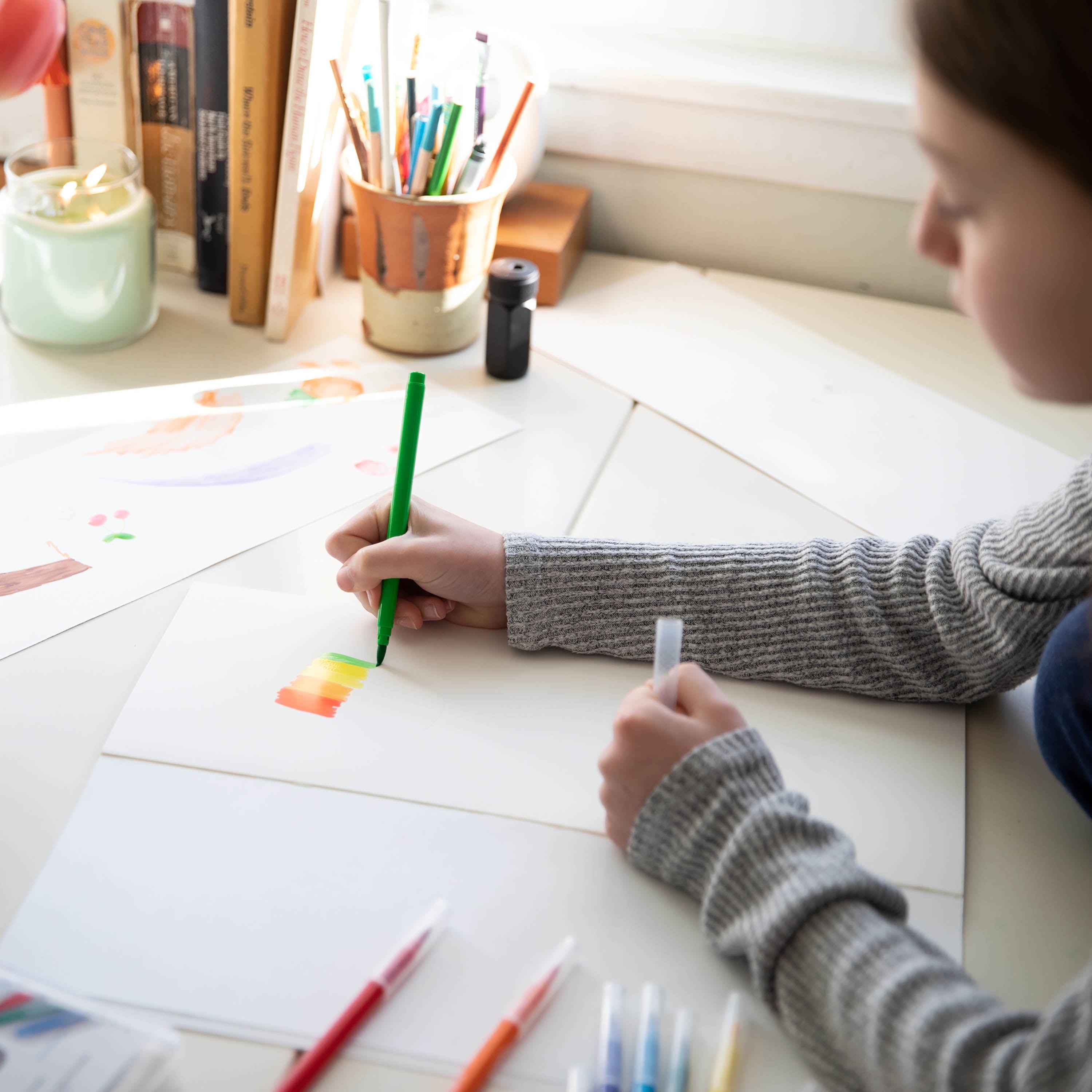 Hello Hobby Brush Markers with Washable Ink, Bullet Tip, Assorted Classic Colors, 12 Pieces