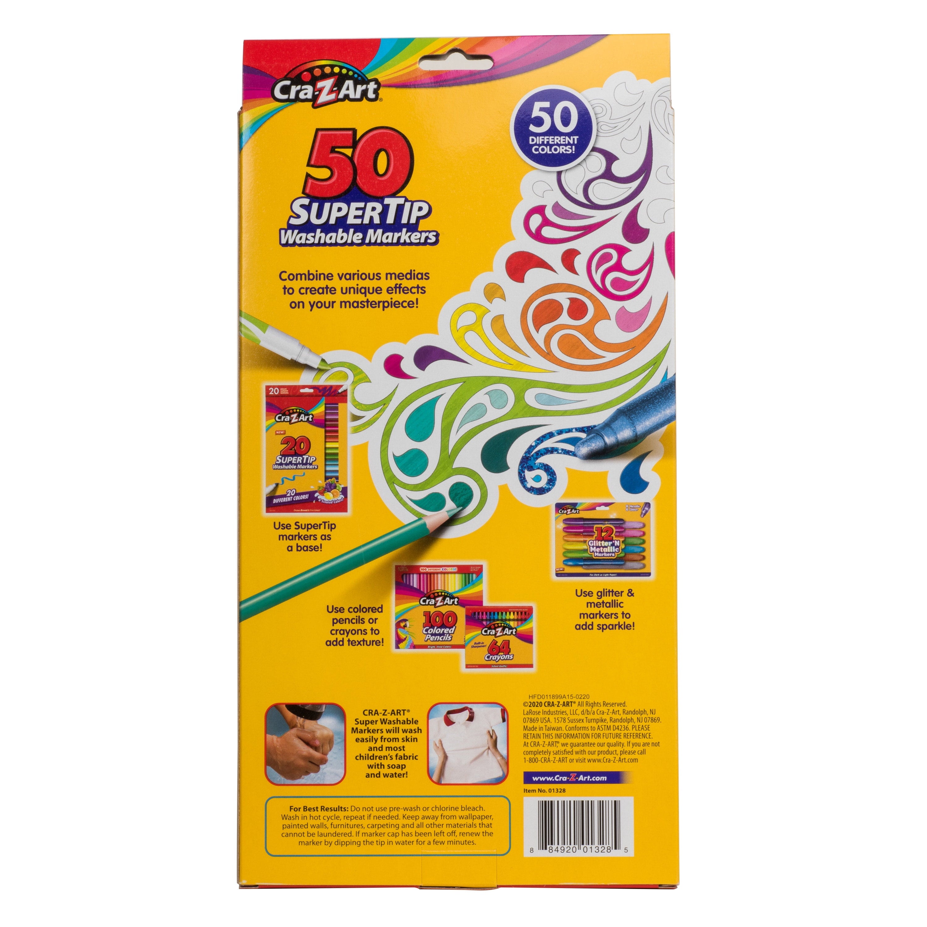 Cra-Z-Art Super Tip Washable Markers, 50 Count, 12 Scented Colors, School Supplies