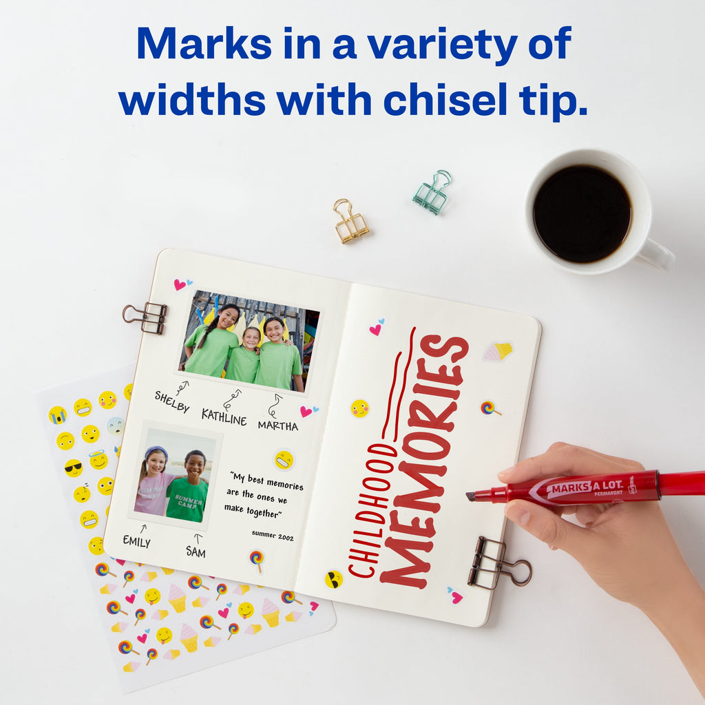 Avery Marks A Lot Permanent Markers, Regular Desk-Style, 1 Red Marker