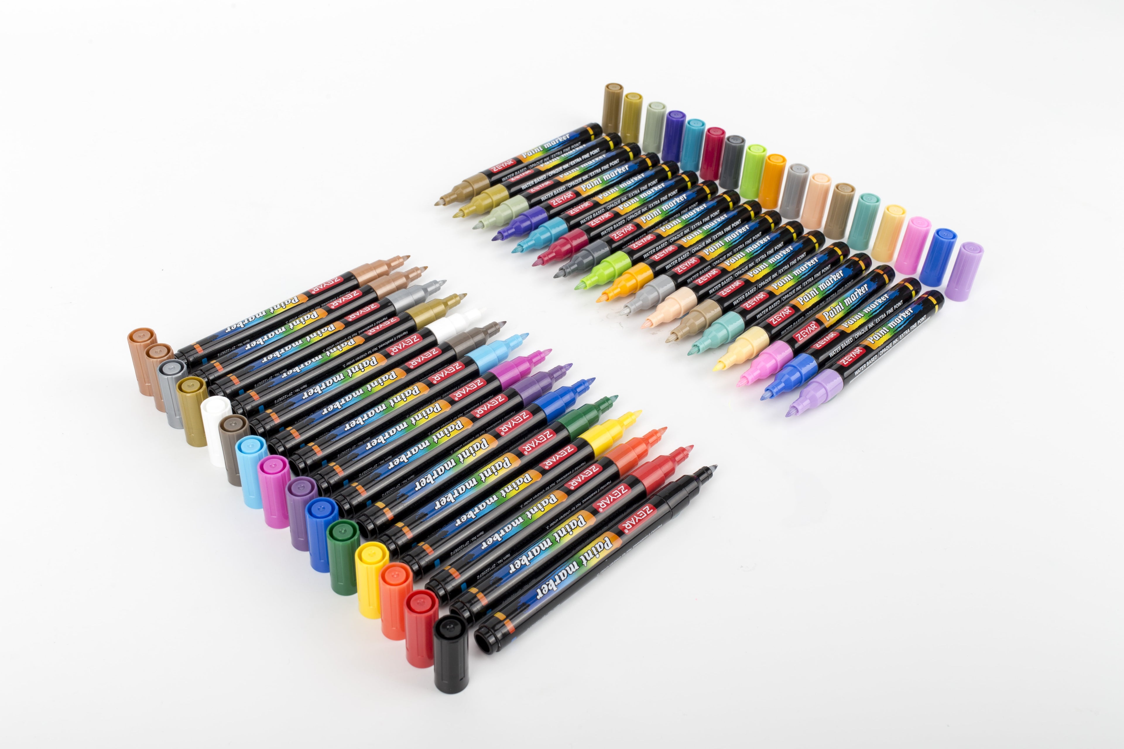 ZEYAR Acrylic Paint Pens, Water based Extra Fine Point, 32 vibrant colors, Opaque Ink, AP Certified, Paint Marker for Glass, Rock, Paper, Ceramic, Plastic and Non porous surfaces