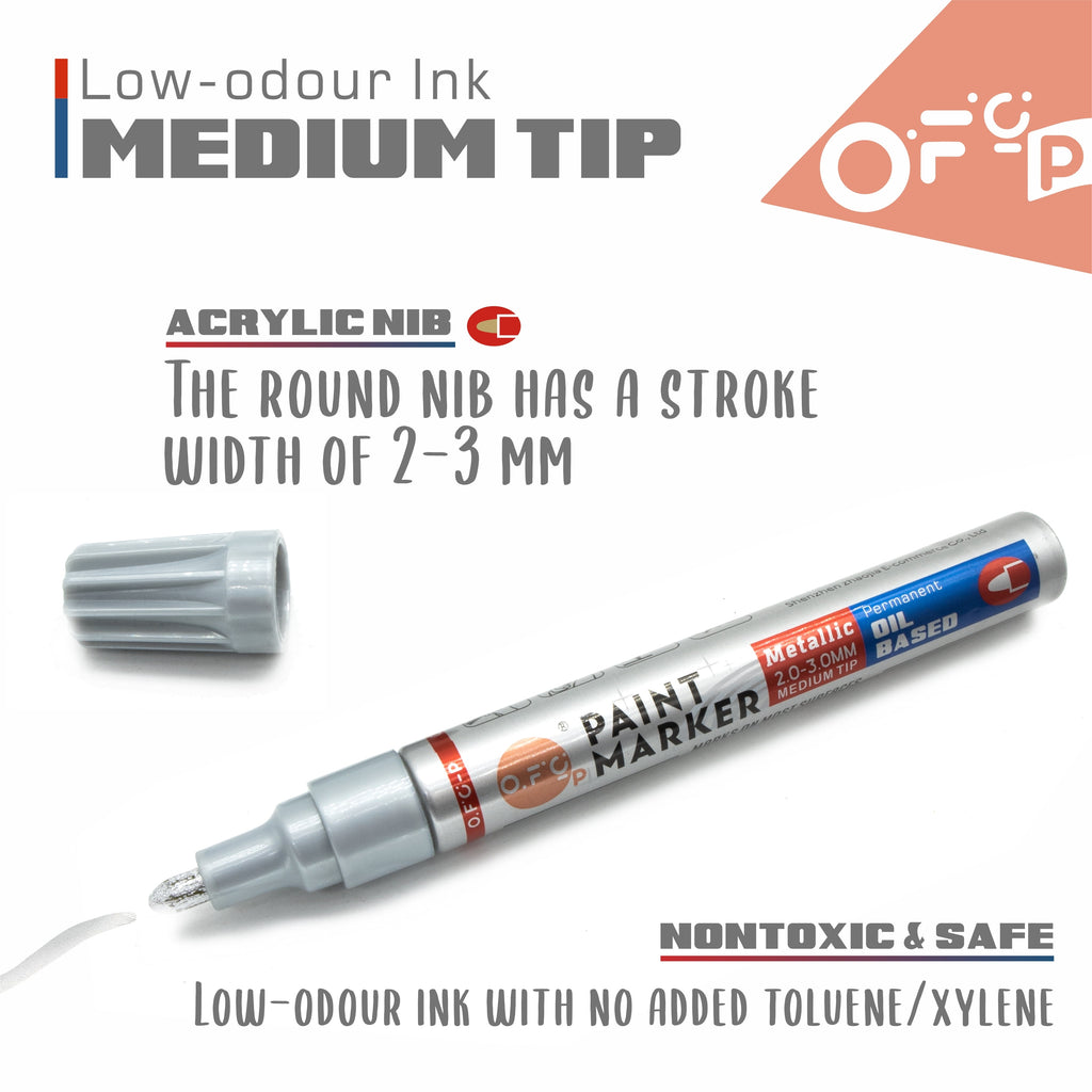 OFC-P Oil-Based Permanent Paint Marker Pen,Medium Tip,Yellow,Pack of 2