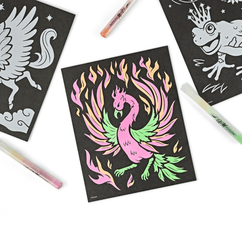 Crayola Glow Fusion Mythical Creatures, Glow in The Dark Coloring Set, Dragon Craft Set, Gift for Boys and Girls