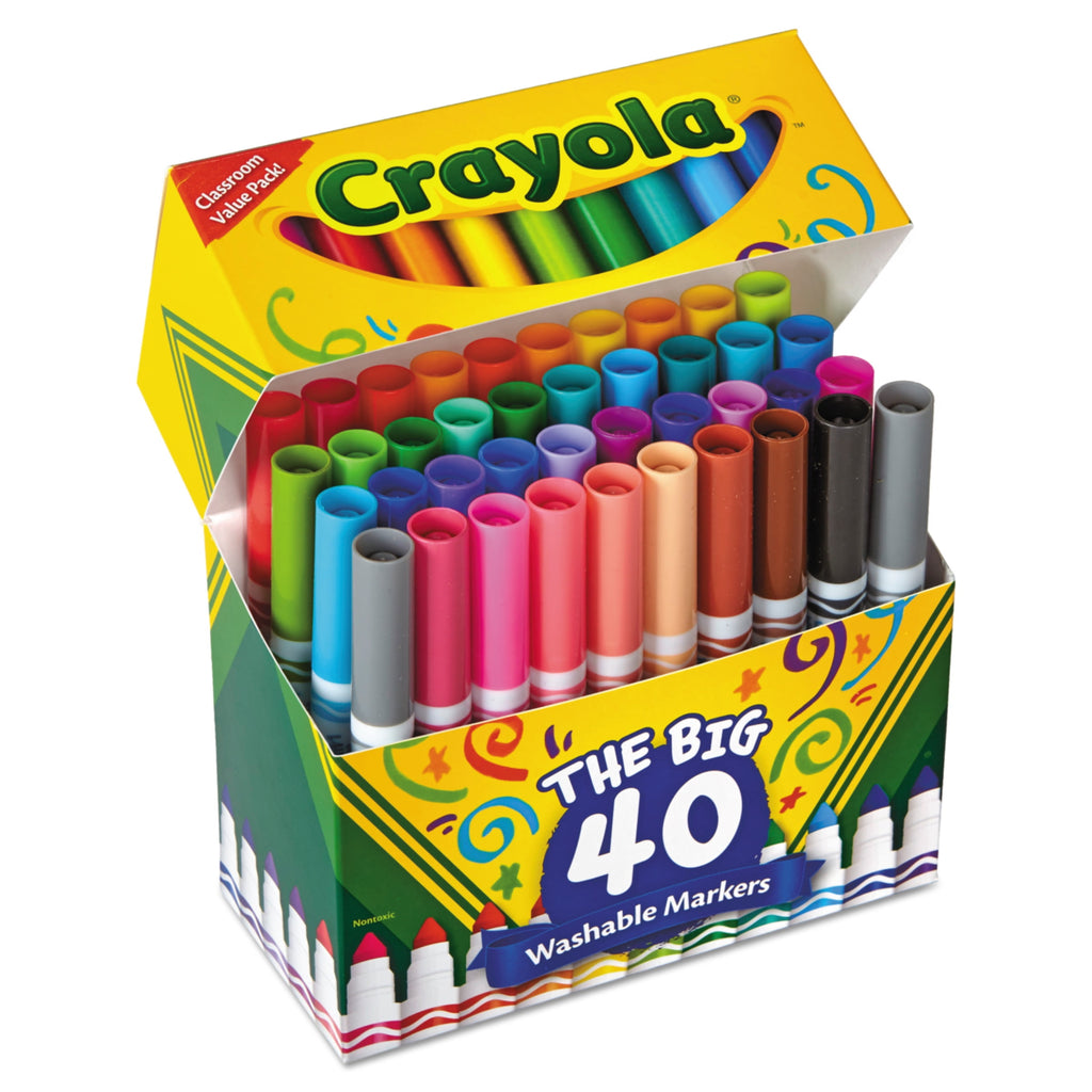 Crayola Classic Broad Line Washable Markers, 40 Ct, Back to School Supplies, Gifts, Child