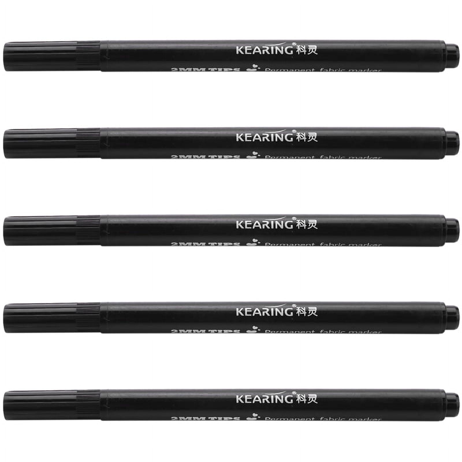 5 x Fabric Marker Permanent Colors for DIY Textile Clothes T-Shirt Shoes Black