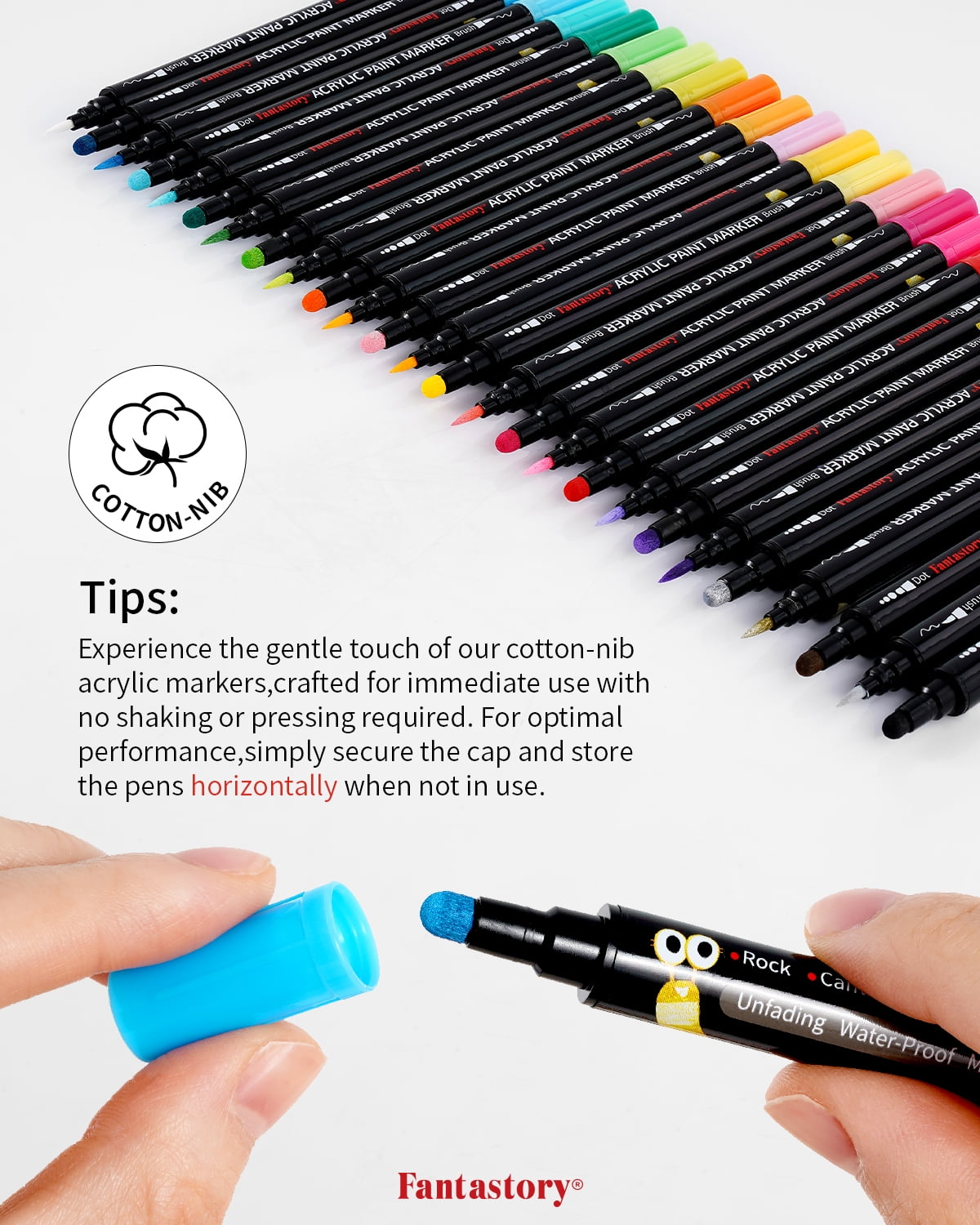 Fantastory Dual Tip Acrylic Paint Marker Set, 26 Colors, for Rock Painting, Wood, Glass, Ceramic, Canvas, Card Making and DIY Crafts
